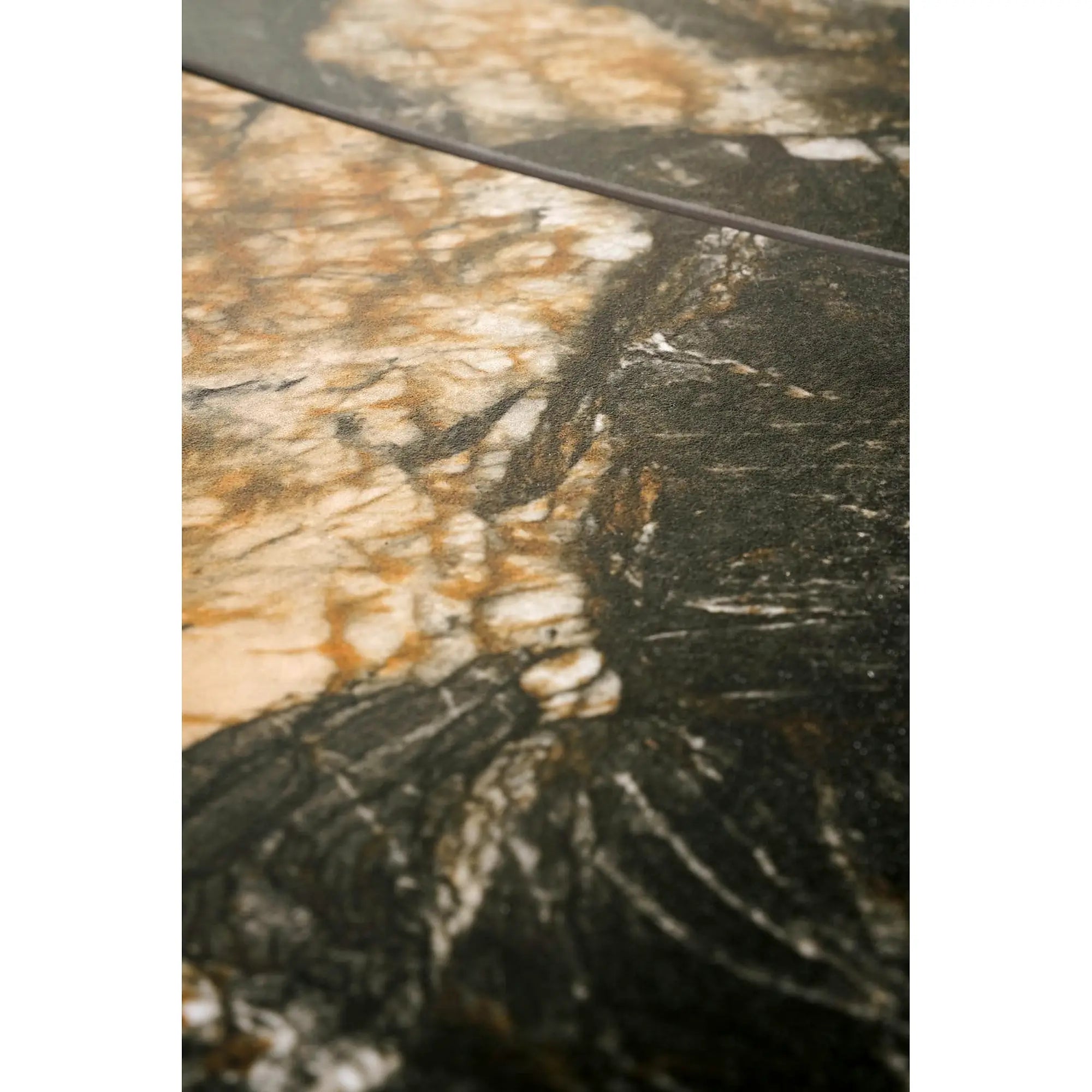 Masa extensibila FORUM, negru cu efect de marmura/negru, piatra sinterizata/otel, 180/260x90x76 cm