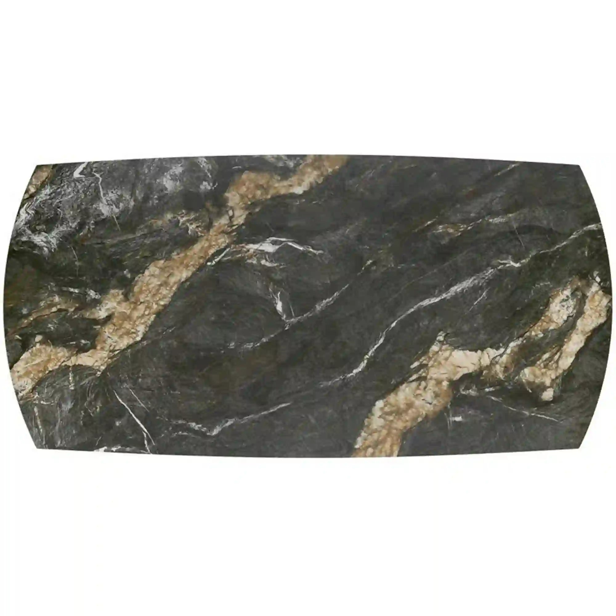 Masa extensibila FORUM, negru cu efect de marmura/negru, piatra sinterizata/otel, 180/260x90x76 cm