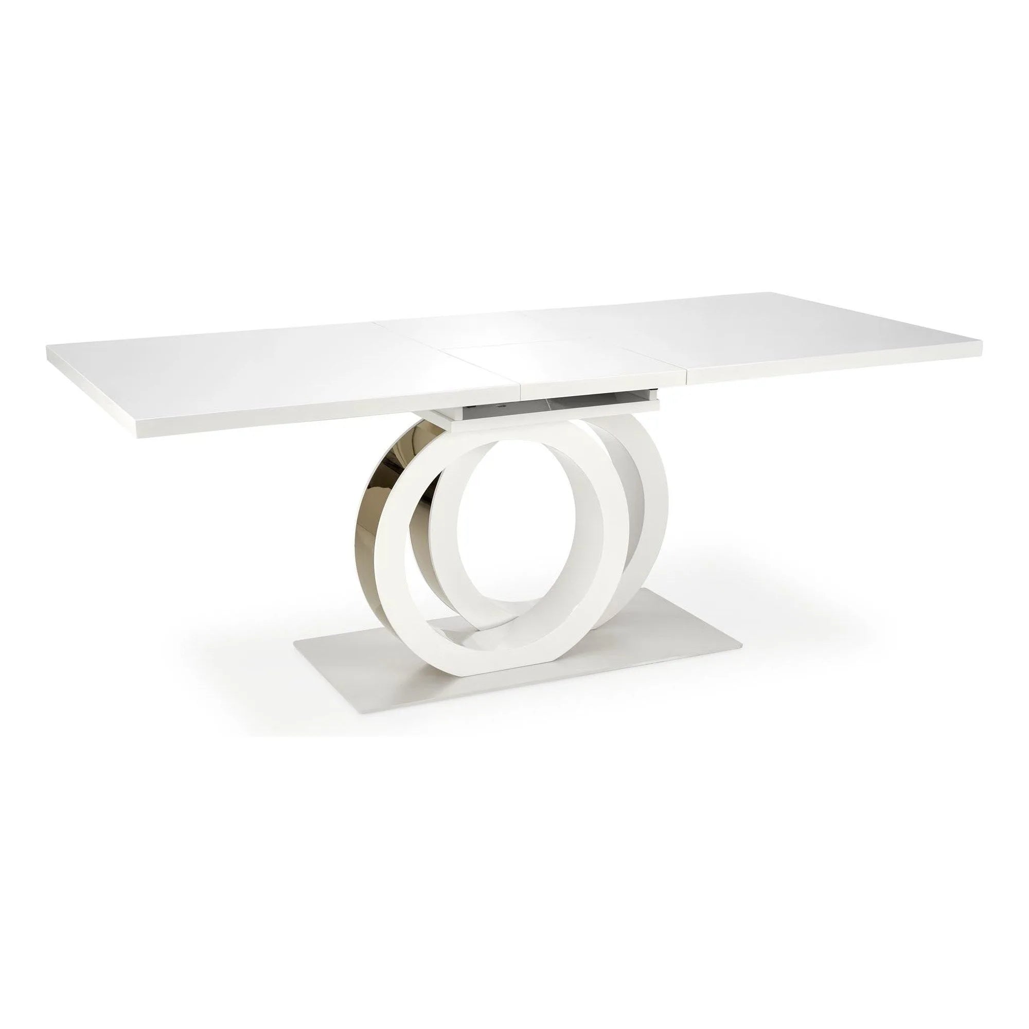 Masa extensibila GALARDO, alb lucios/auriu, 160/200x90x77 cm