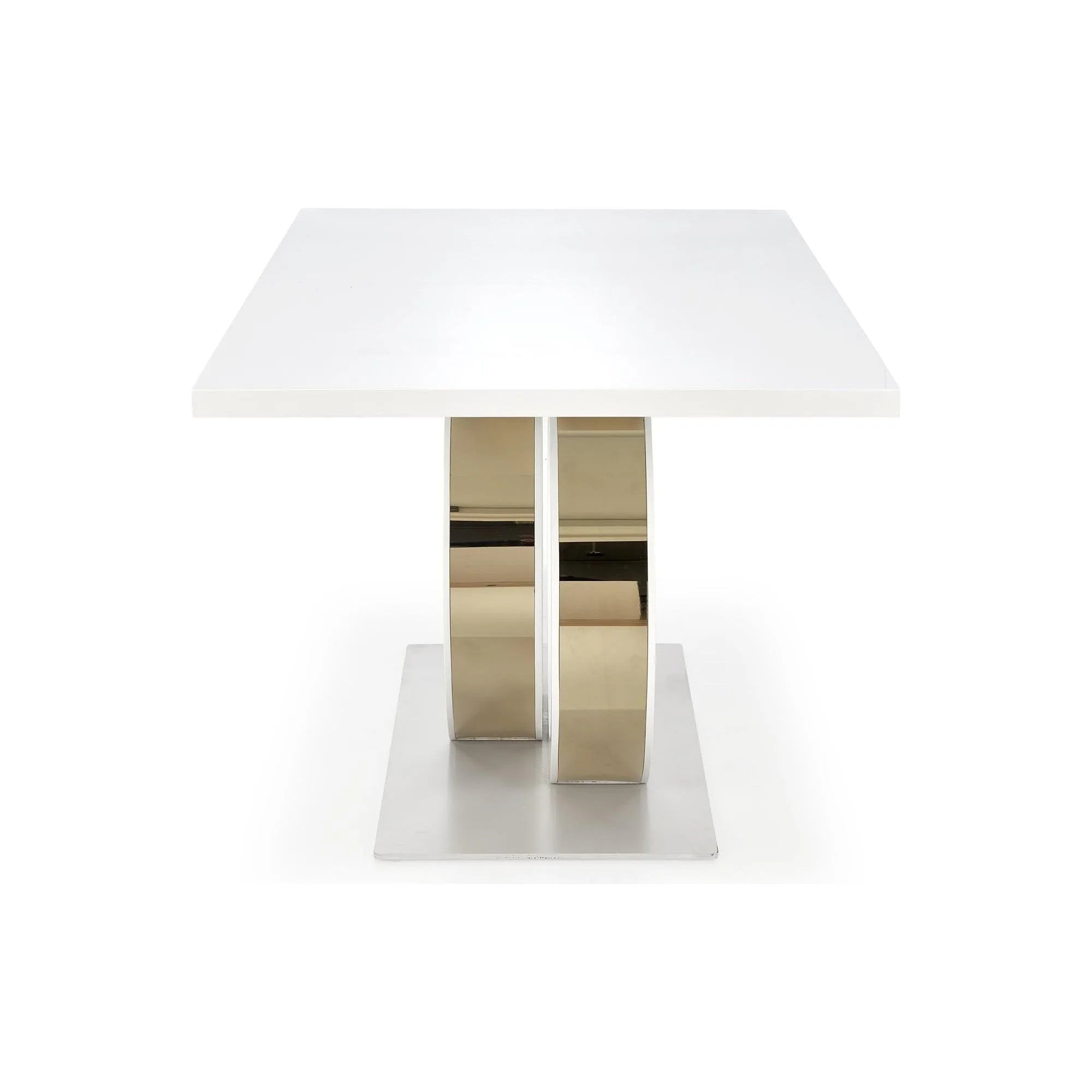 Masa extensibila GALARDO, alb lucios/auriu, 160/200x90x77 cm