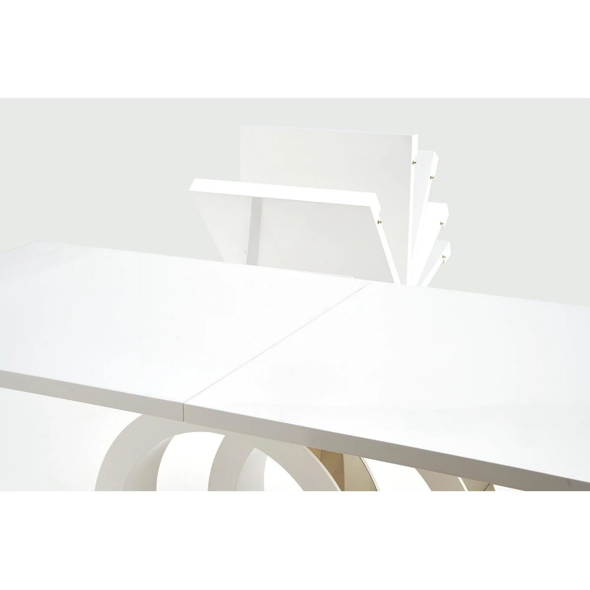 Masa extensibila GALARDO, alb lucios/auriu, 160/200x90x77 cm