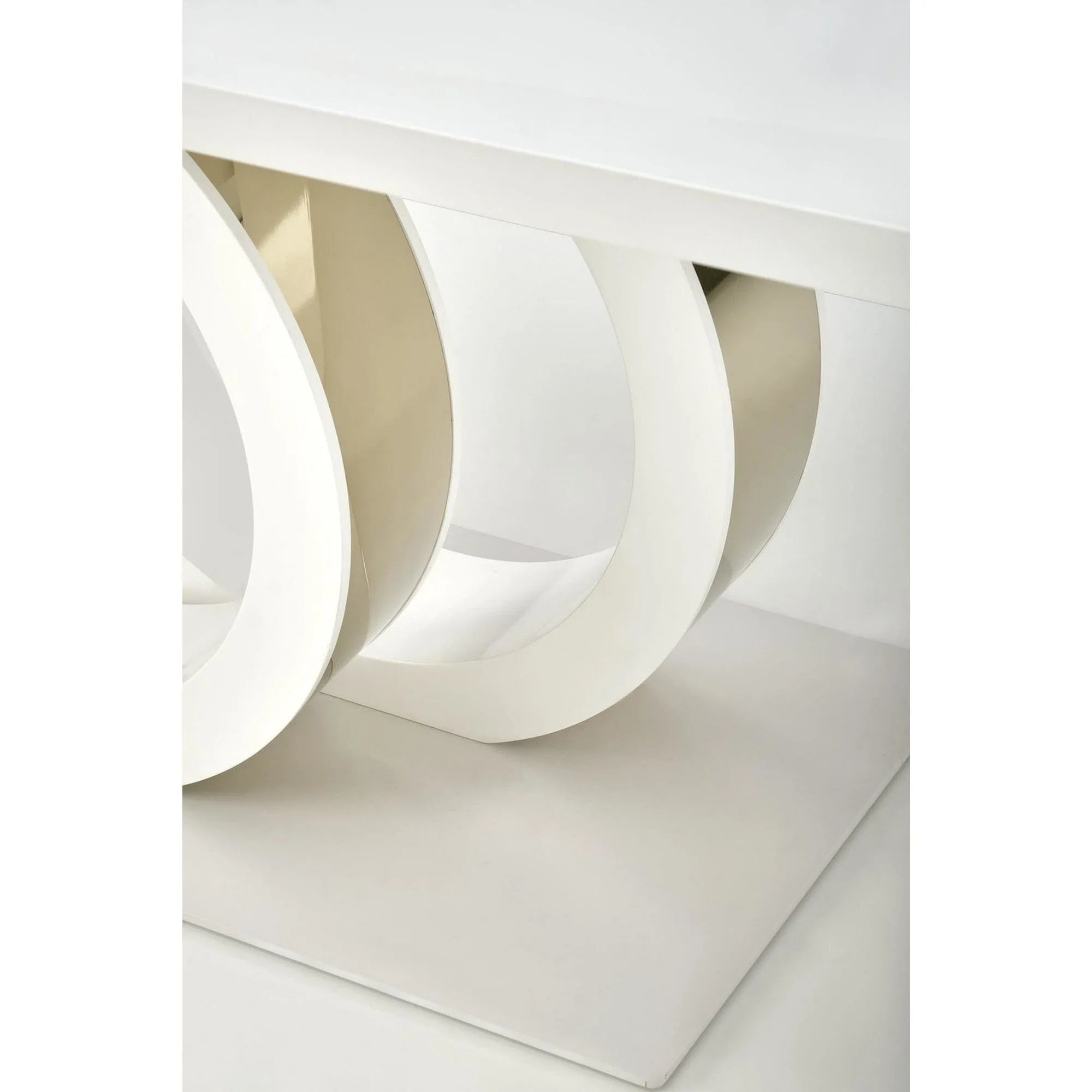 Masa extensibila GALARDO, alb lucios/auriu, 160/200x90x77 cm