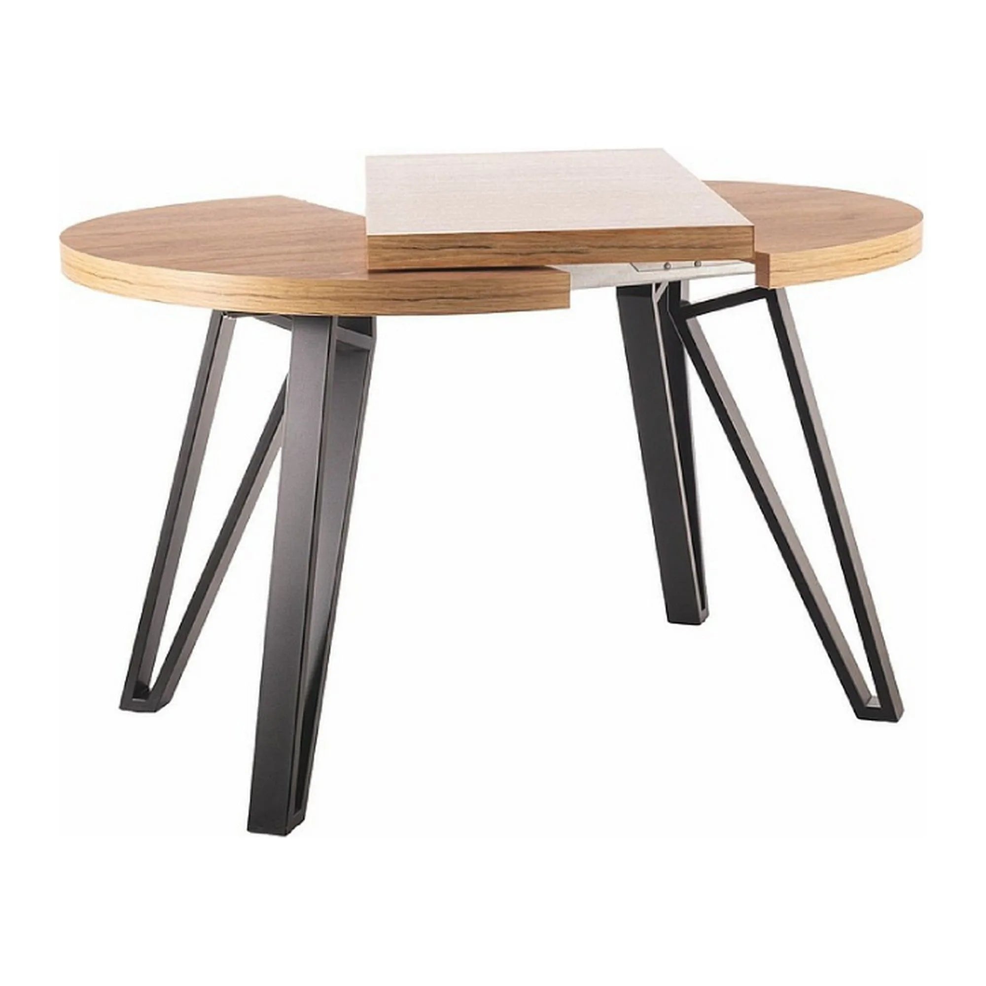 Masa extensibila GALAXY, stejar artisan/negru, PAL laminat/metal, 100/168x100x76 cm