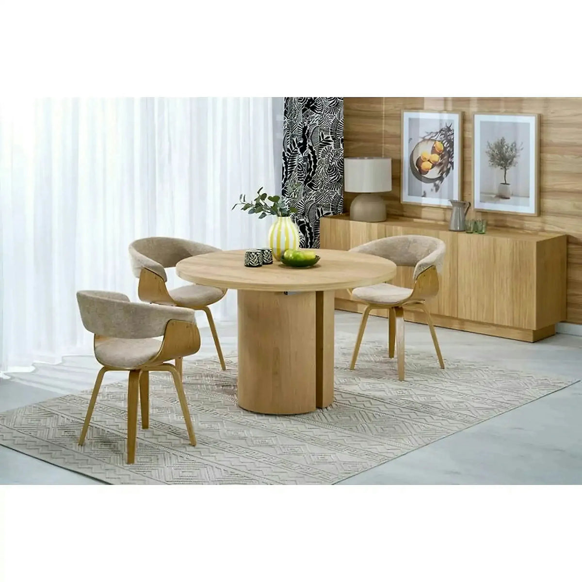 Masa extensibila GARIBALDI, stejar natural, PAL laminat/furnir, 120/200x120x79 cm