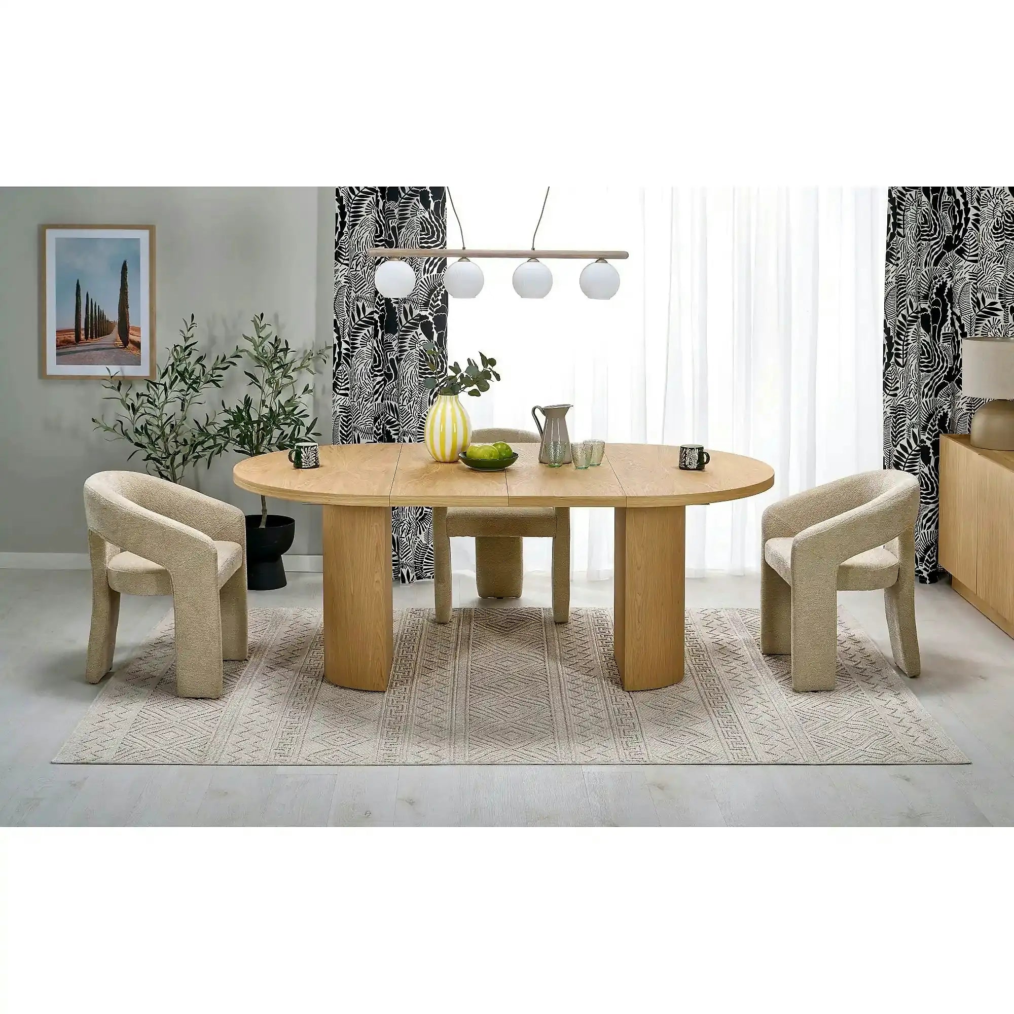 Masa extensibila GARIBALDI, stejar natural, PAL laminat/furnir, 120/200x120x79 cm