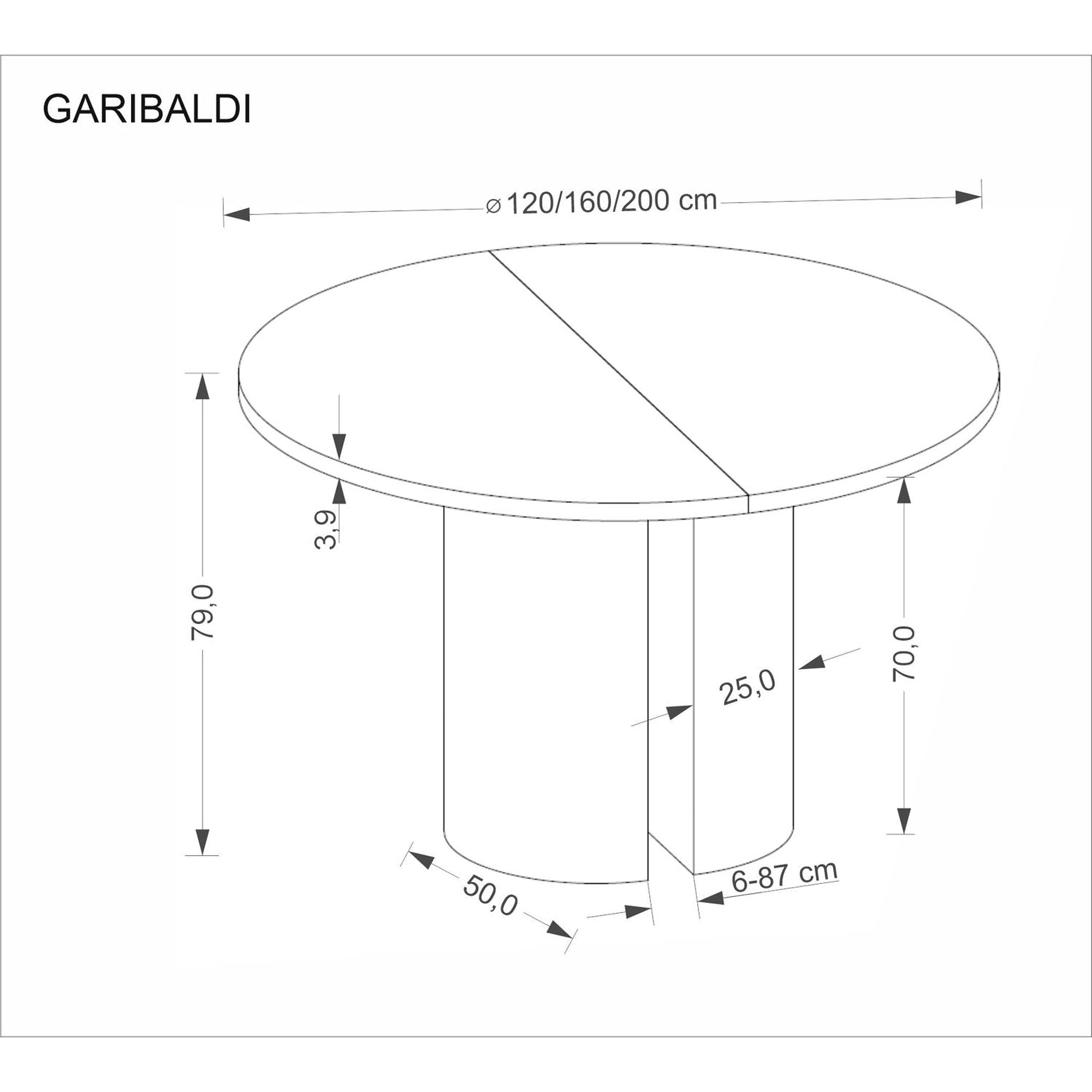 Masa extensibila GARIBALDI, stejar natural, PAL laminat/furnir, 120/200x120x79 cm