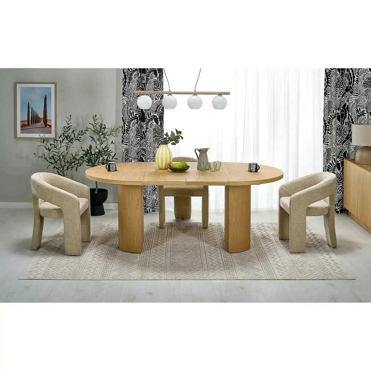 Masa extensibila GARIBALDI, stejar natural, PAL laminat/furnir, 120/200x120x79 cm