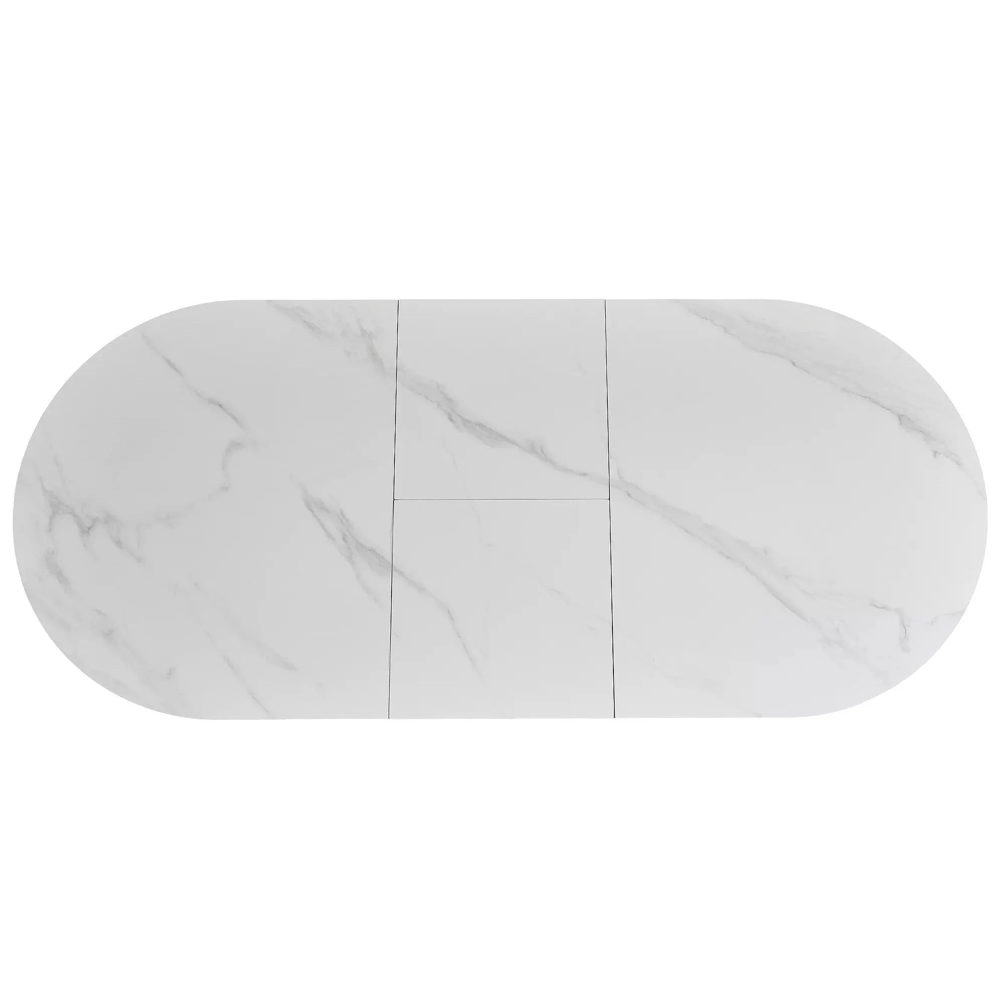 Masa extensibila GASTON, alb mat cu efect de marmura, ceramica/metal, 140/180x80x76 cm