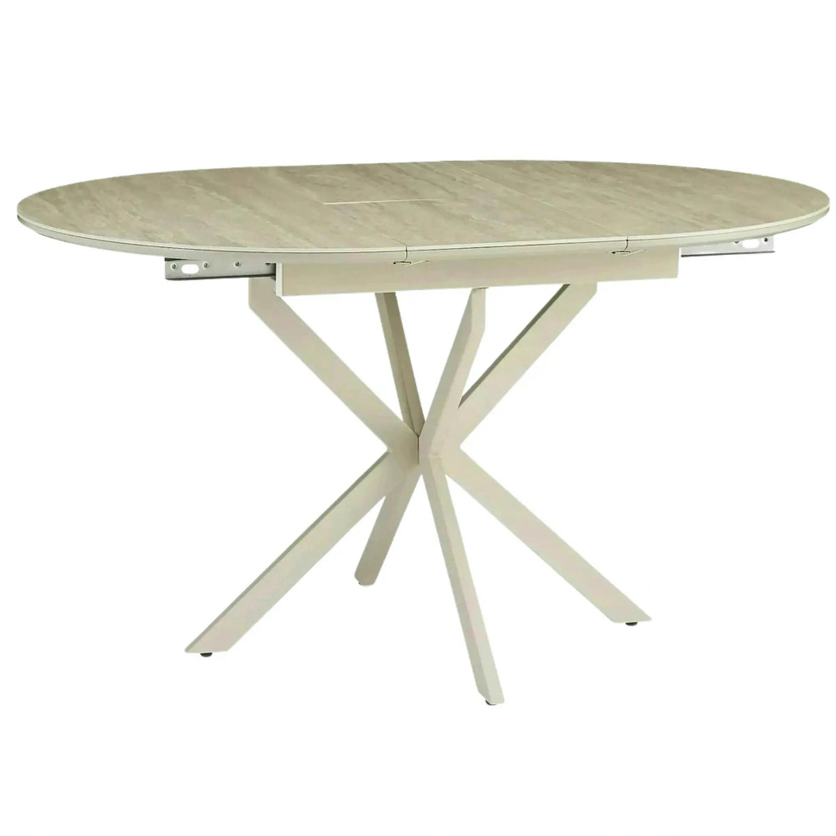 Masă extensibilă GASTON, bej/cașmir, ceramică/metal/MDF, 100–135x100x76 cm