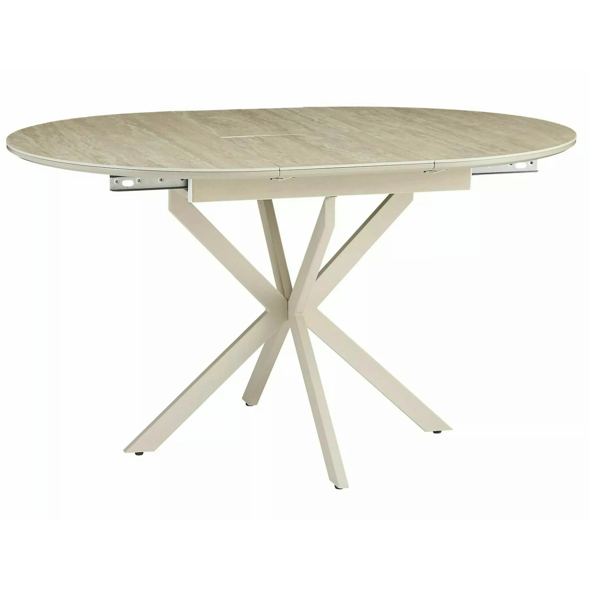 Masă extensibilă GASTON, bej/cașmir, ceramică/metal/MDF, 100–135x100x76 cm