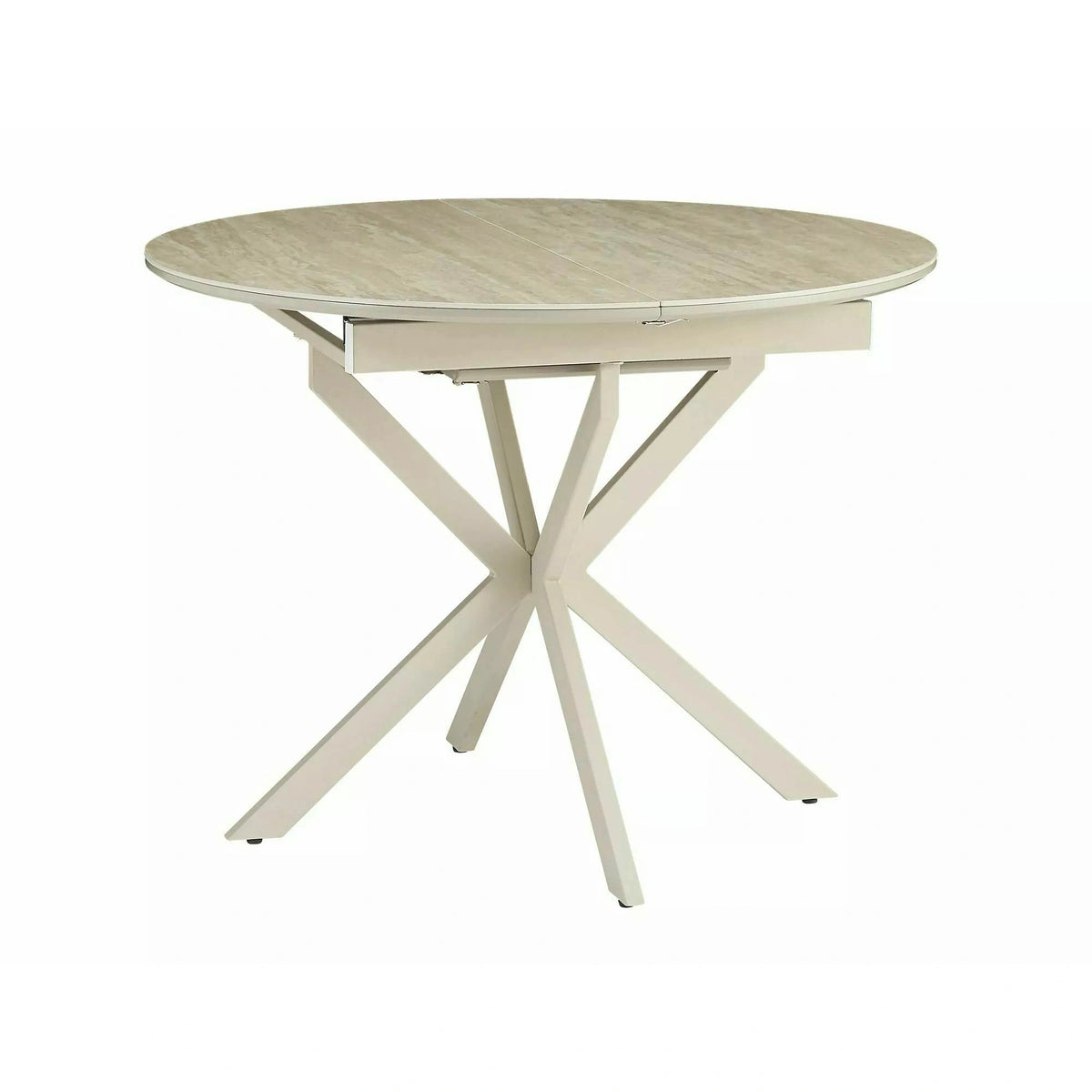 Masă extensibilă GASTON, bej/cașmir, ceramică/metal/MDF, 100–135x100x76 cm
