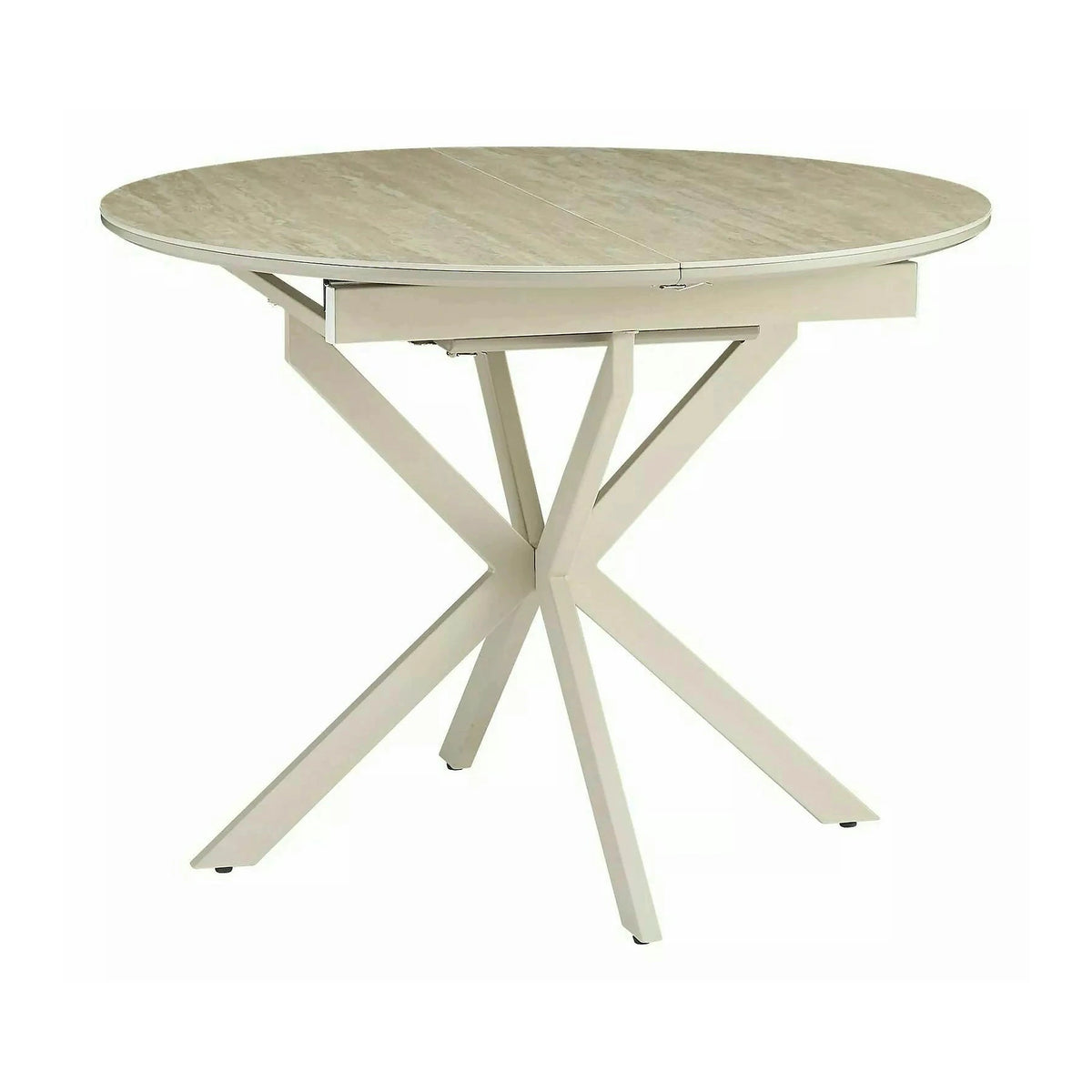 Masă extensibilă GASTON, bej/cașmir, ceramică/metal/MDF, 100–135x100x76 cm