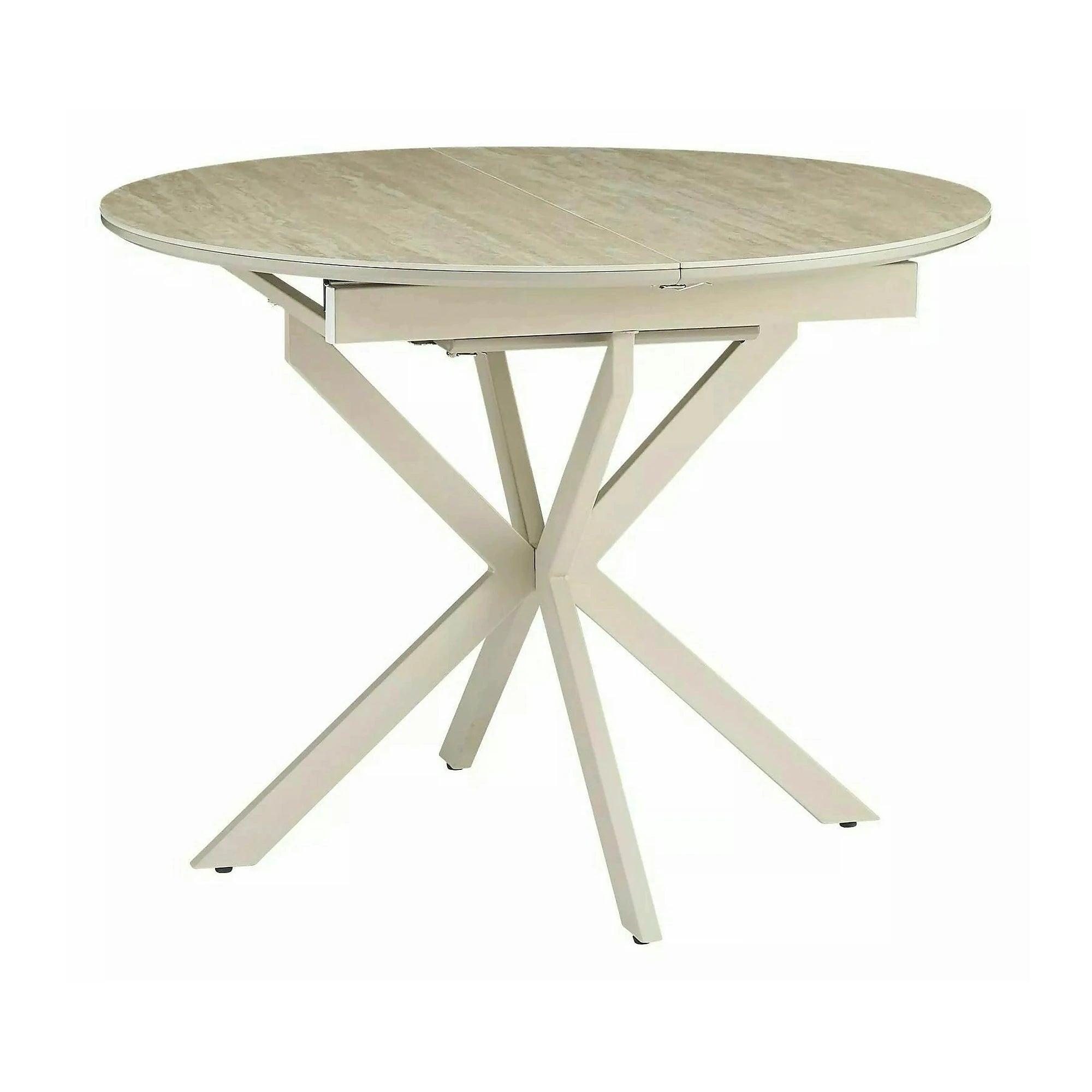 Masă extensibilă GASTON, bej/cașmir, ceramică/metal/MDF, 100–135x100x76 cm
