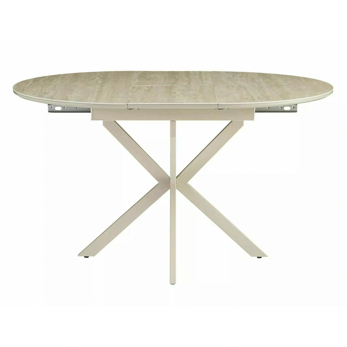 Masă extensibilă GASTON, bej/cașmir, ceramică/metal/MDF, 100–135x100x76 cm