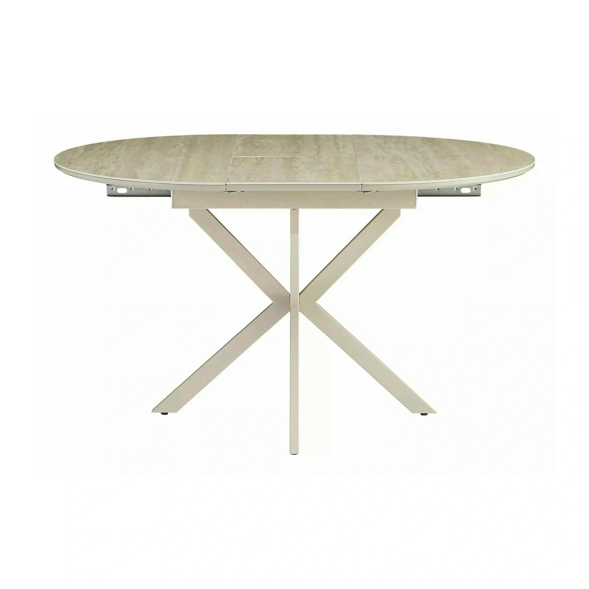 Masă extensibilă GASTON, bej/cașmir, ceramică/metal/MDF, 100–135x100x76 cm