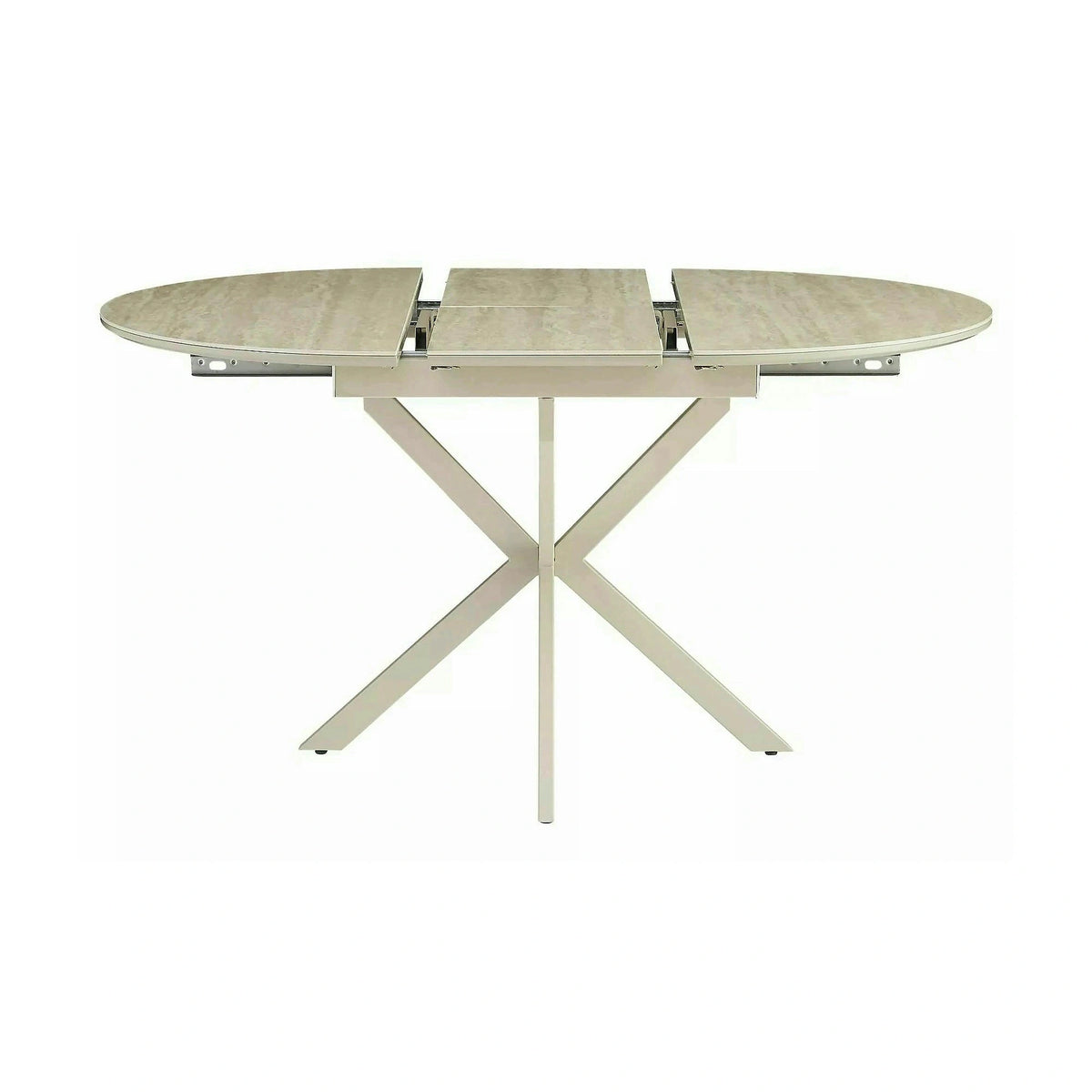 Masă extensibilă GASTON, bej/cașmir, ceramică/metal/MDF, 100–135x100x76 cm
