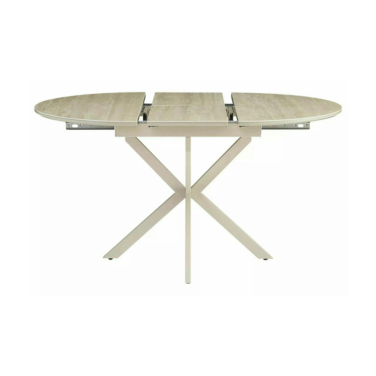 Masă extensibilă GASTON, bej/cașmir, ceramică/metal/MDF, 100–135x100x76 cm