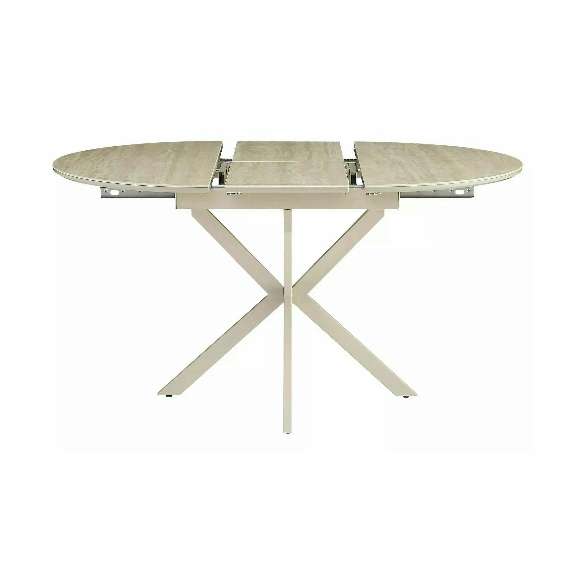 Masă extensibilă GASTON, bej/cașmir, ceramică/metal/MDF, 100–135x100x76 cm