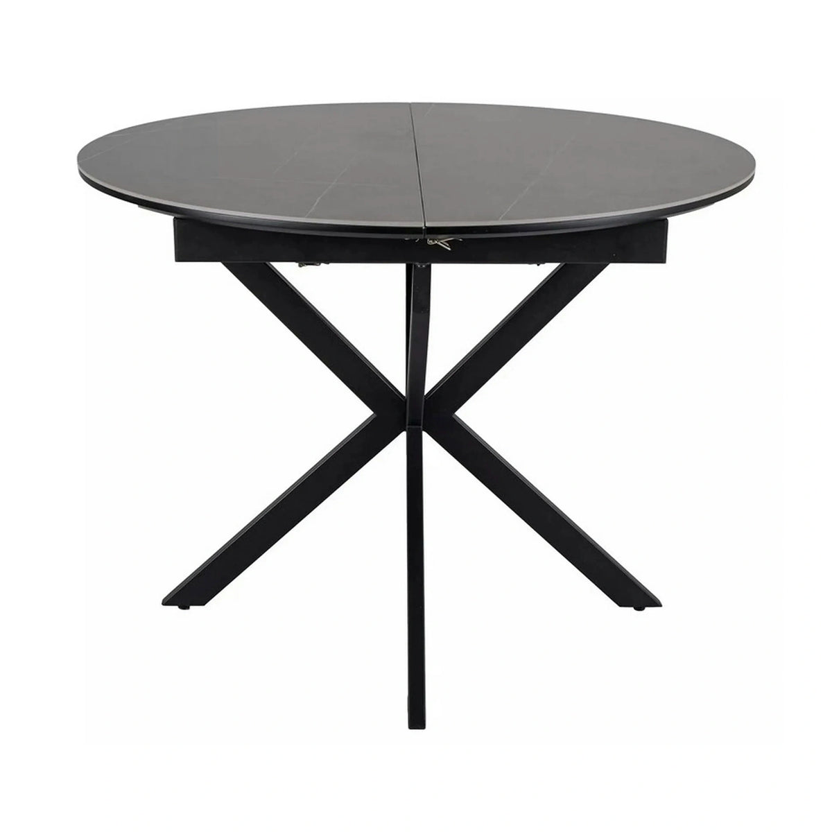 Masa extensibila GASTON, gri mat cu efect de marmura, ceramica/metal, 100/135x100x76 cm