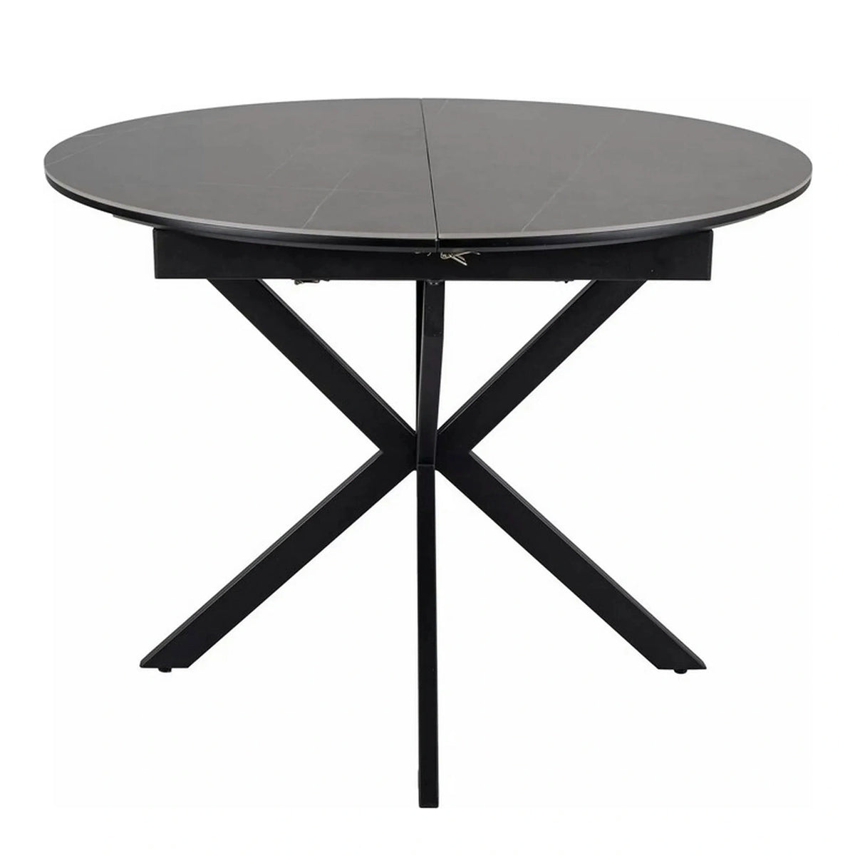 Masa extensibila GASTON, gri mat cu efect de marmura, ceramica/metal, 100/135x100x76 cm