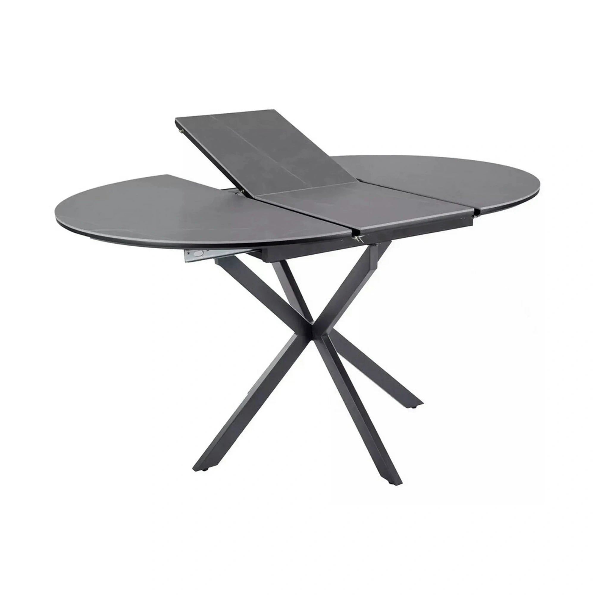 Masa extensibila GASTON, gri mat cu efect de marmura, ceramica/metal, 100/135x100x76 cm