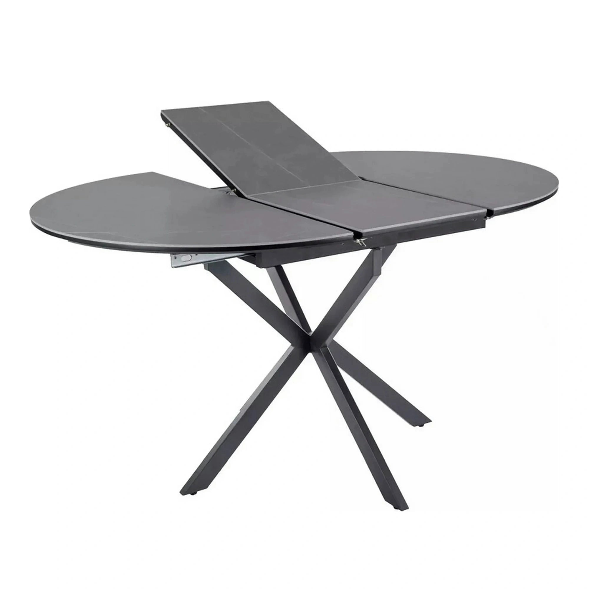 Masa extensibila GASTON, gri mat cu efect de marmura, ceramica/metal, 100/135x100x76 cm