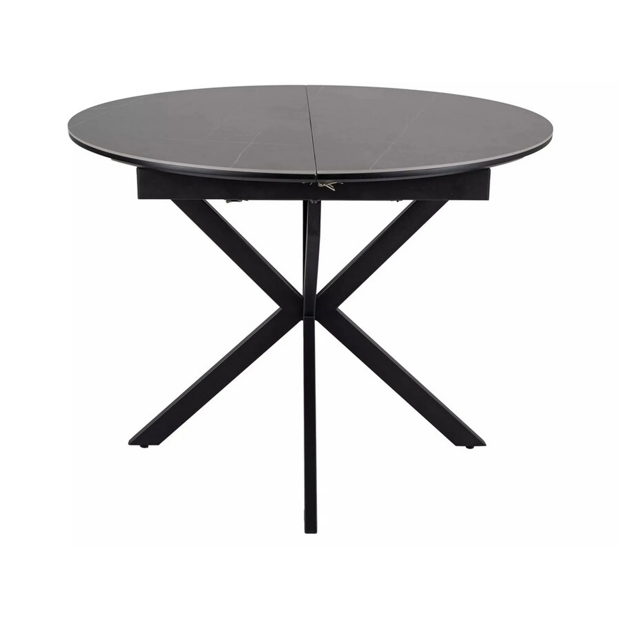 Masa extensibila GASTON, gri mat cu efect de marmura, ceramica/metal, 100/135x100x76 cm