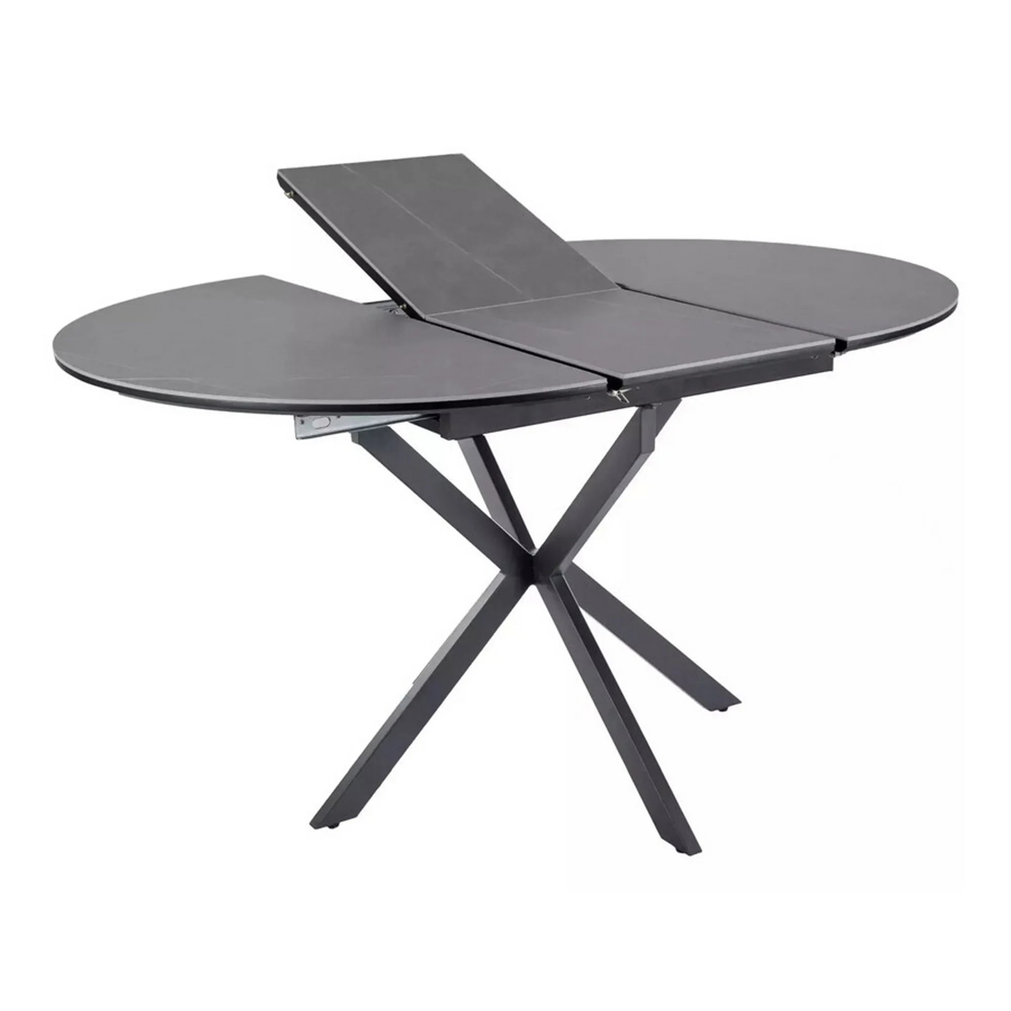 Masa extensibila GASTON, gri mat cu efect de marmura, ceramica/metal, 100/135x100x76 cm