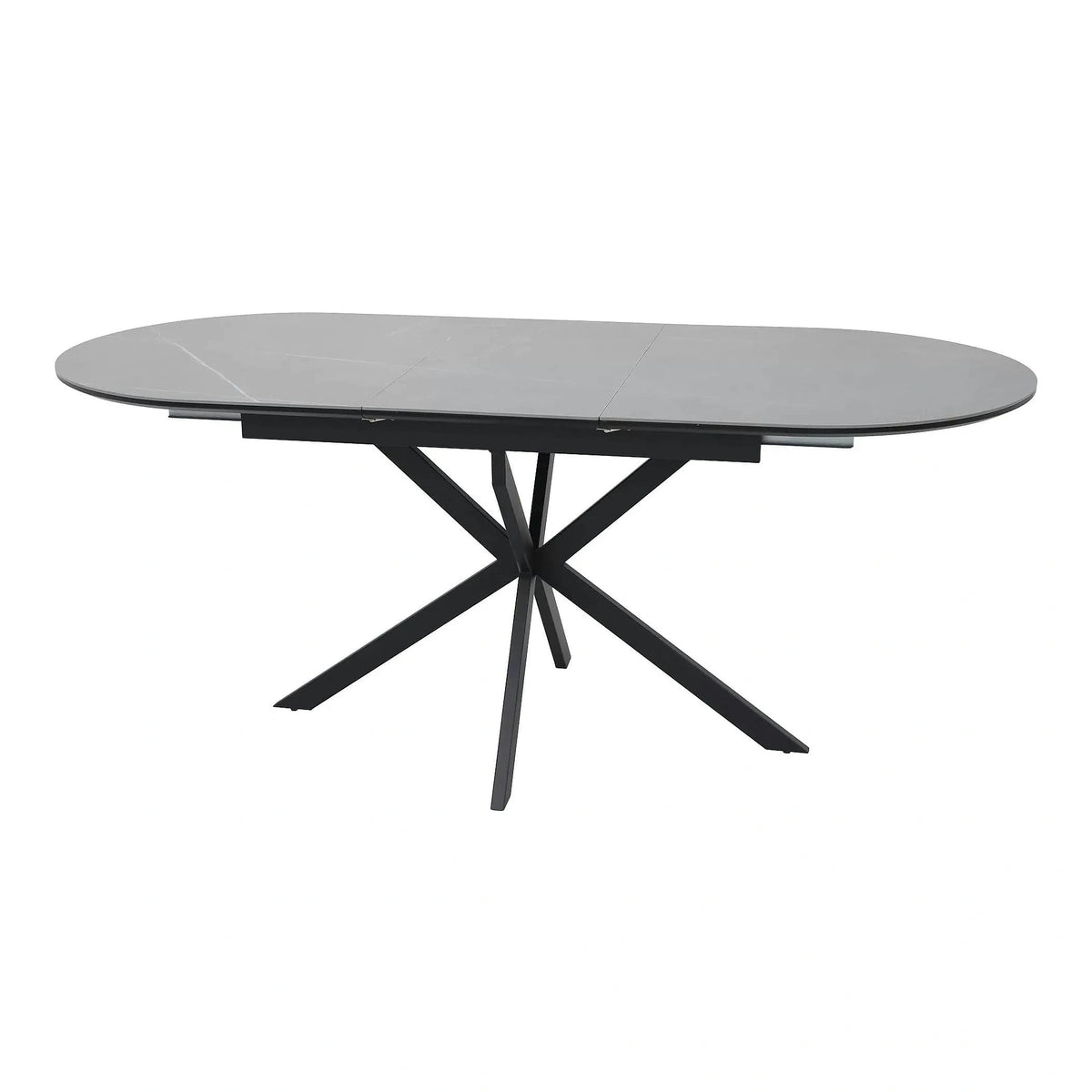 Masa extensibila GASTON, gri mat cu efect de marmura, ceramica/metal, 140/180x80x76 cm