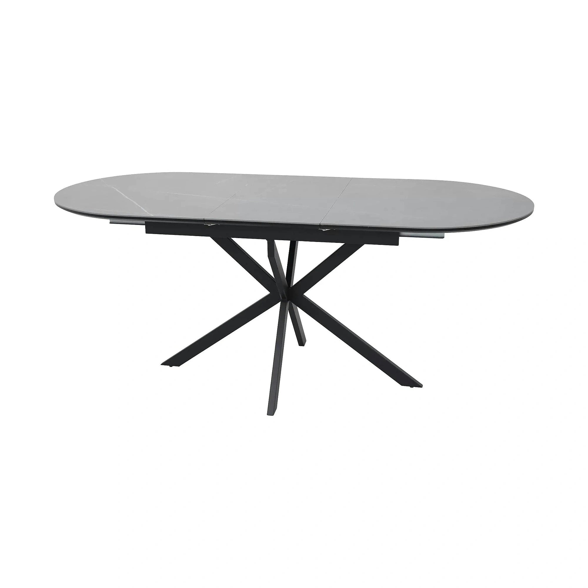 Masa extensibila GASTON, gri mat cu efect de marmura, ceramica/metal, 140/180x80x76 cm