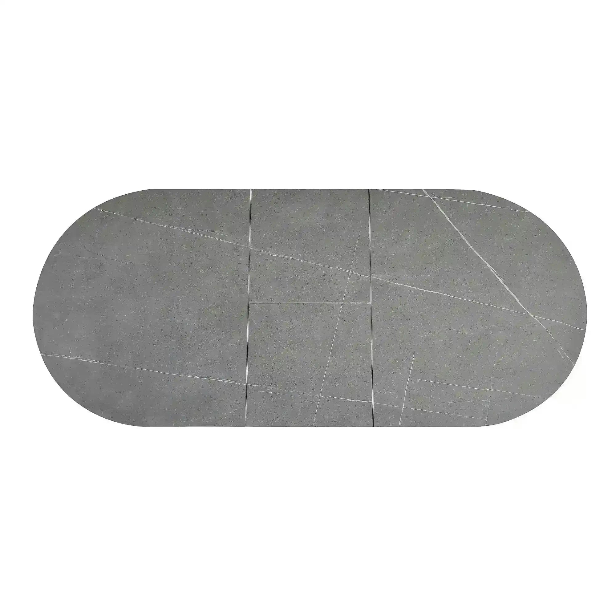 Masa extensibila GASTON, gri mat cu efect de marmura, ceramica/metal, 140/180x80x76 cm