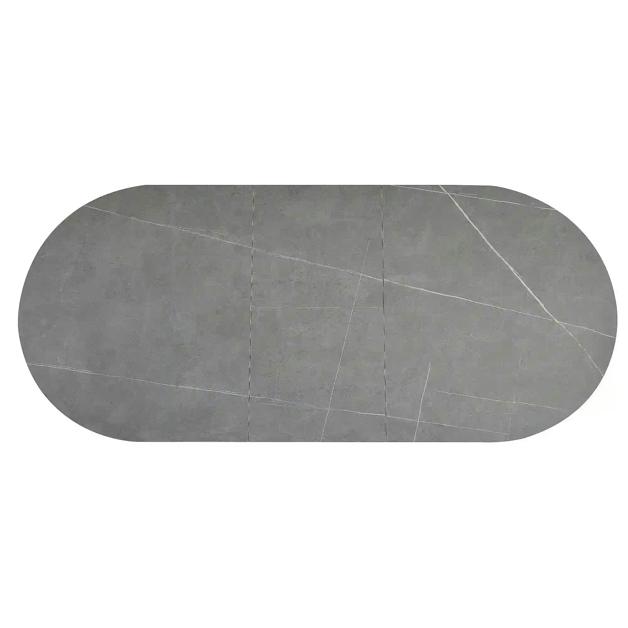 Masa extensibila GASTON, gri mat cu efect de marmura, ceramica/metal, 140/180x80x76 cm