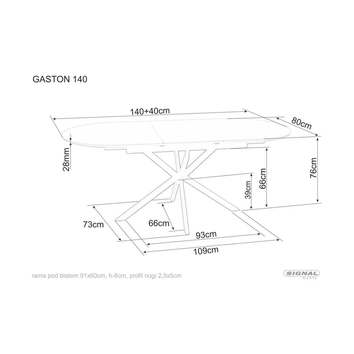Masa extensibila GASTON, gri mat cu efect de marmura, ceramica/metal, 140/180x80x76 cm