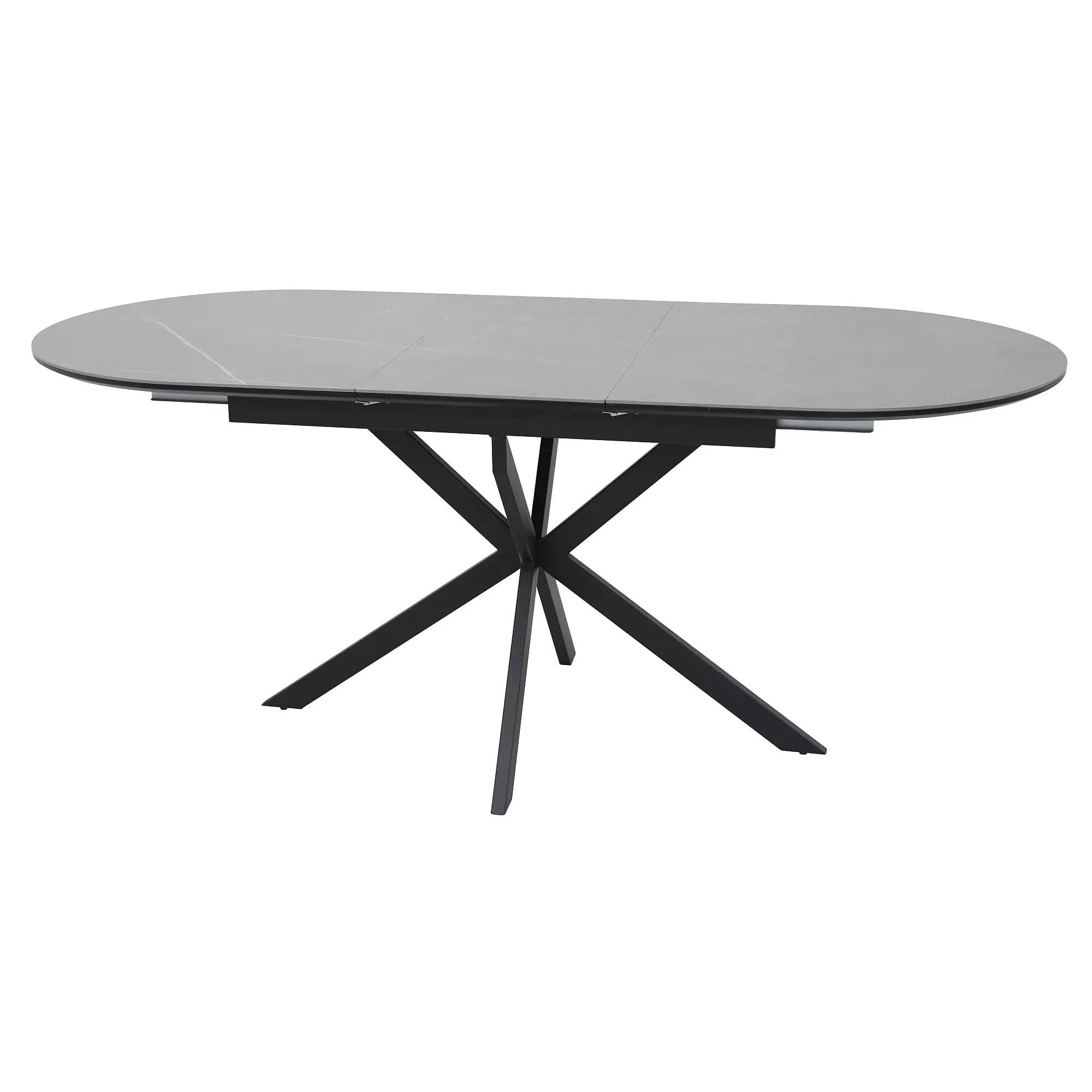 Masa extensibila GASTON, gri mat cu efect de marmura, ceramica/metal, 140/180x80x76 cm