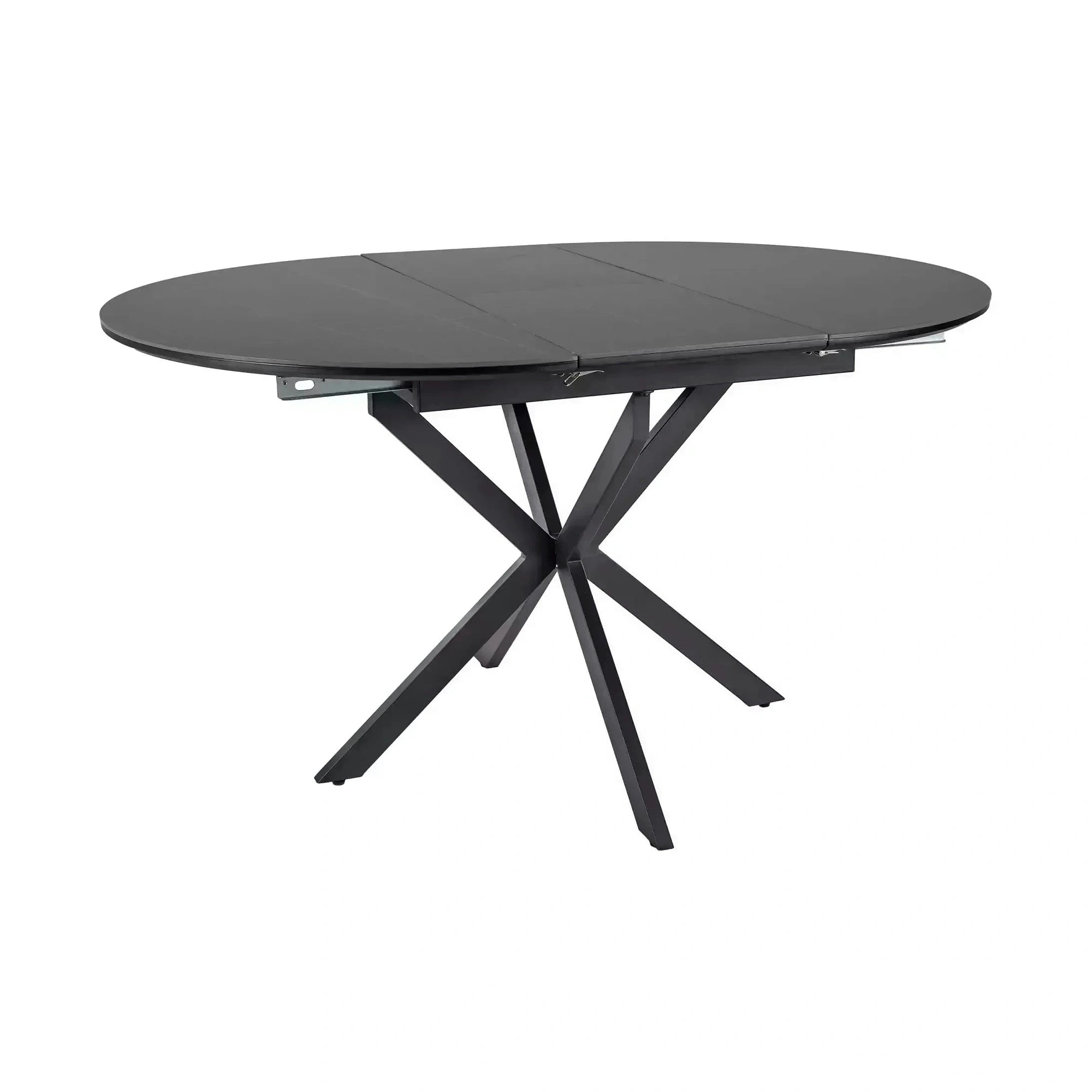 Masa extensibila GASTON, negru mat cu efect de marmura, ceramica/metal, 100/135x100x76 cm