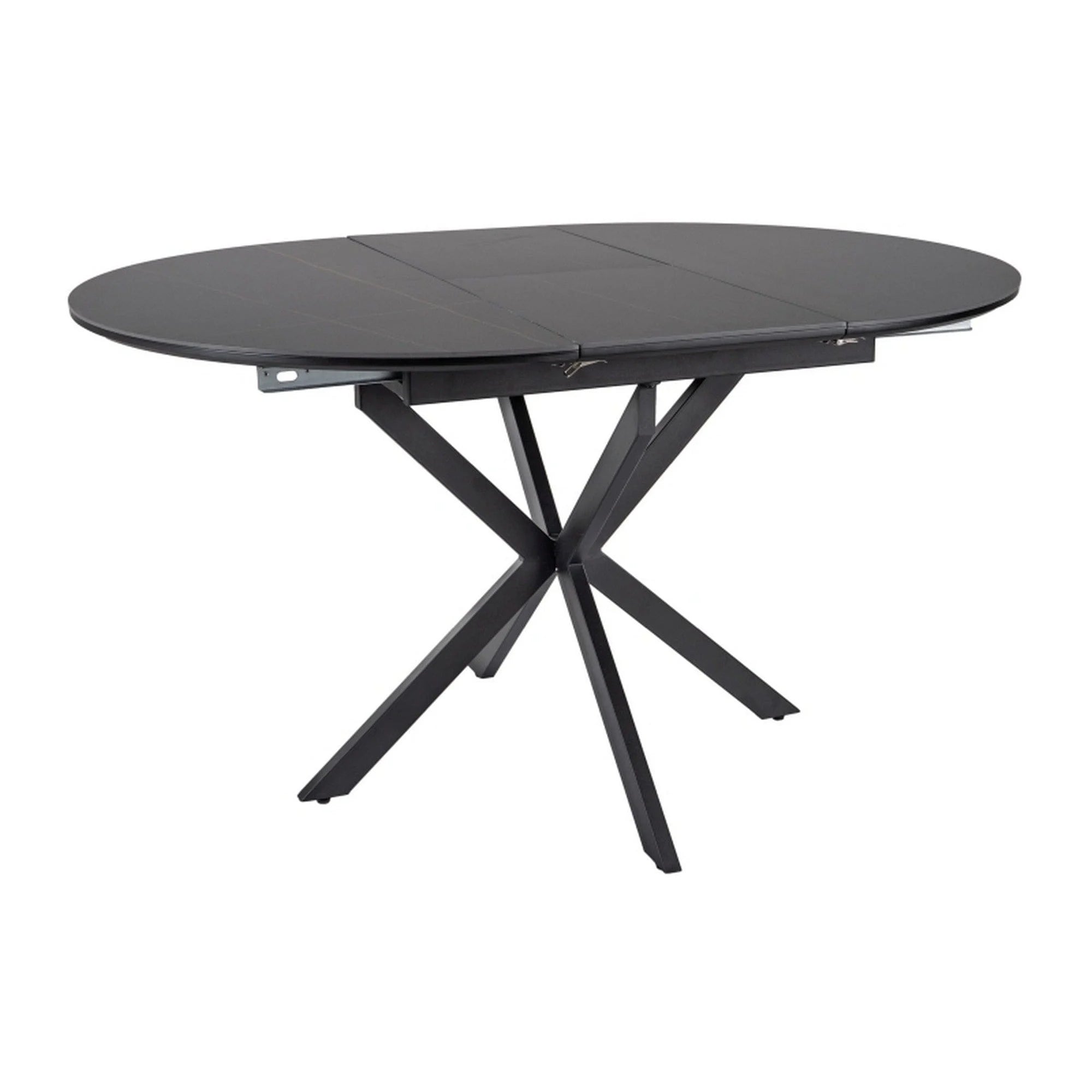 Masa extensibila GASTON, negru mat cu efect de marmura, ceramica/metal, 100/135x100x76 cm