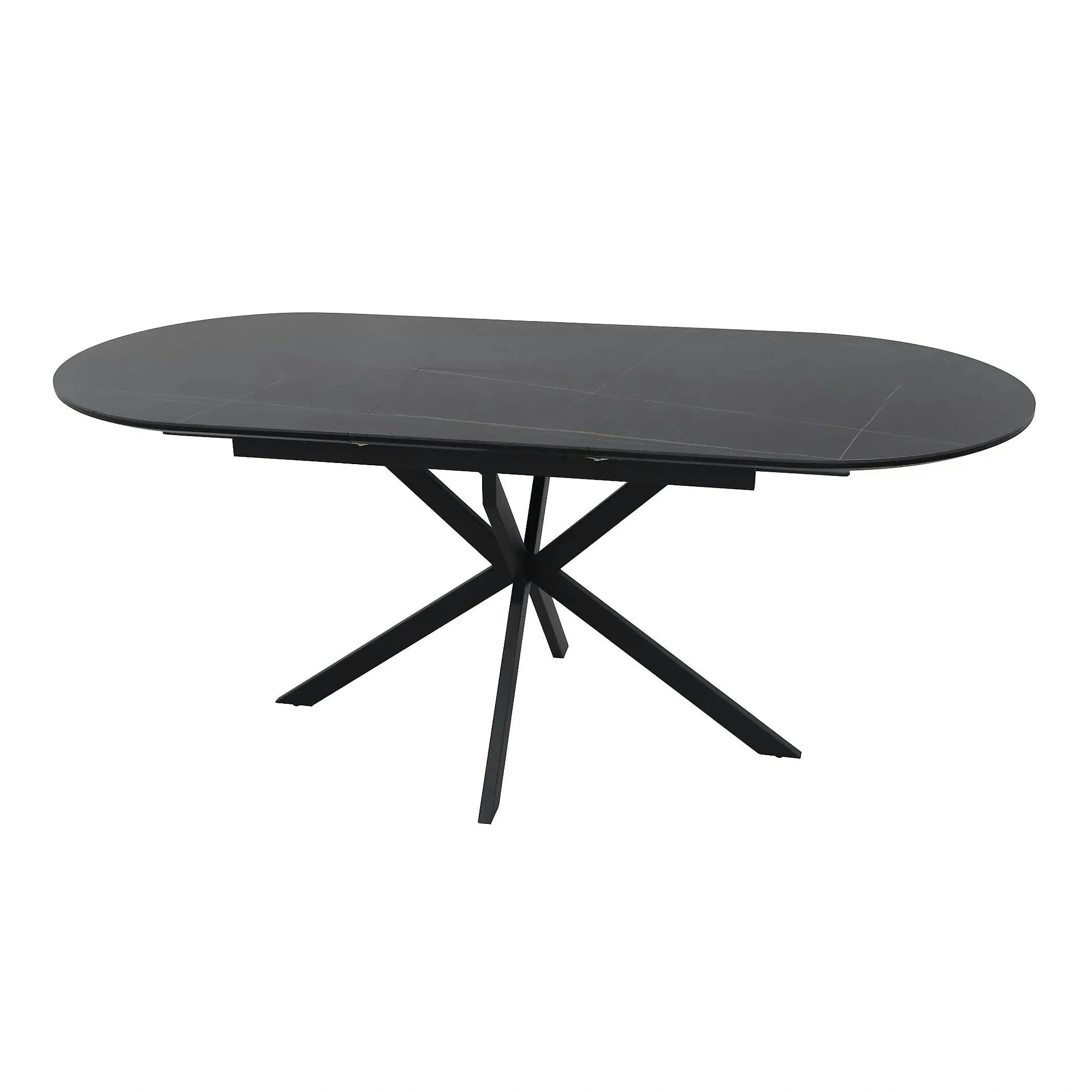 Masa extensibila GASTON, negru mat cu efect de marmura, ceramica/metal, 140/180x80x76 cm