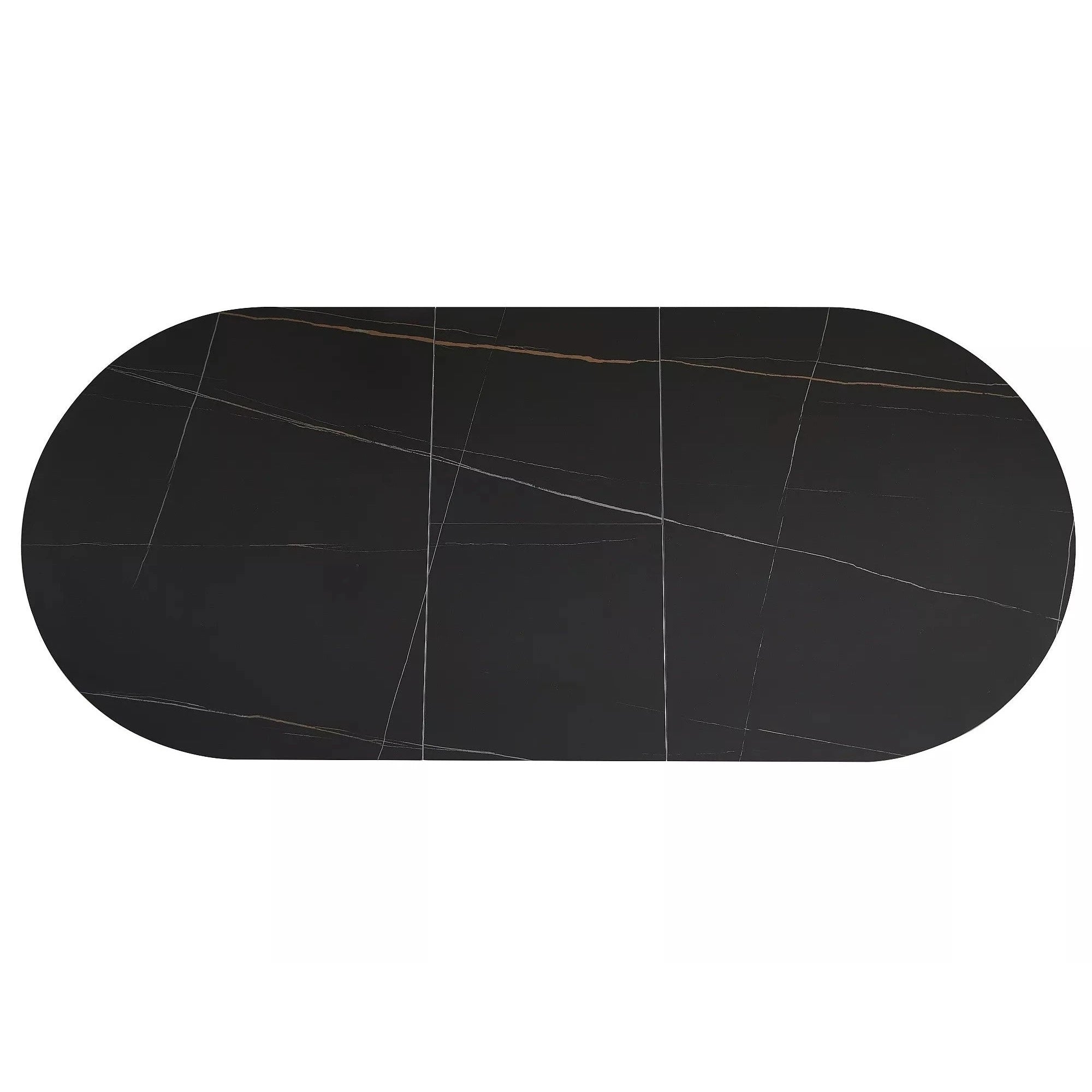 Masa extensibila GASTON, negru mat cu efect de marmura, ceramica/metal, 140/180x80x76 cm