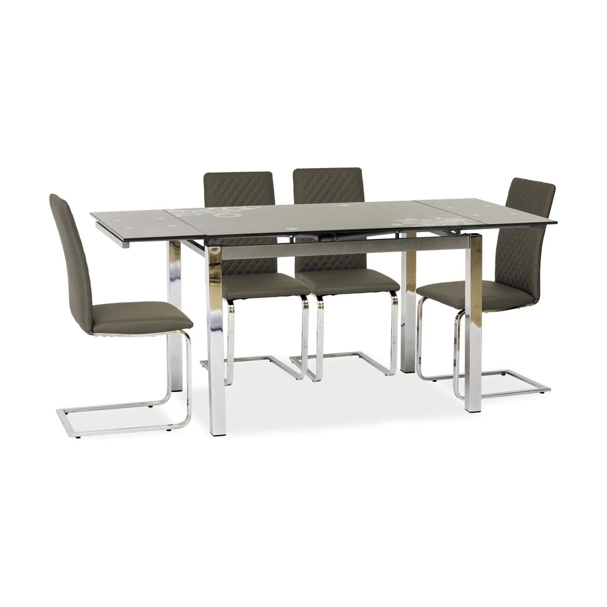 Masa extensibila GD017, gri/crom, sticla securizata/metal, 110/170x74x75 cm