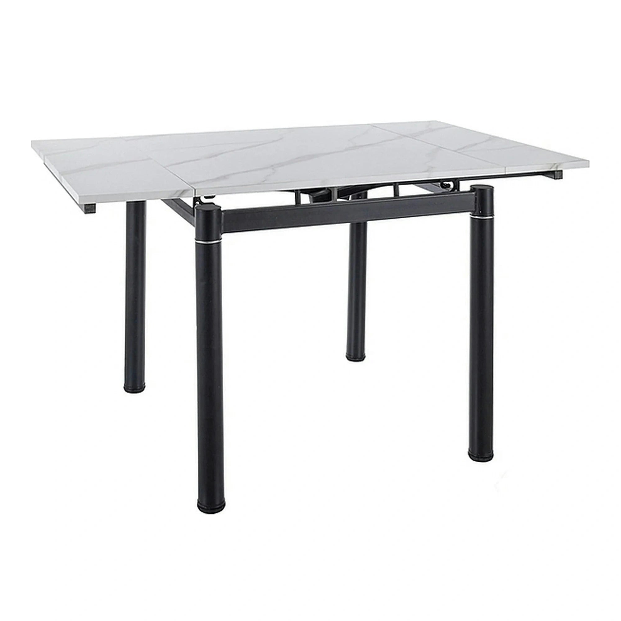 Masa extensibila GD082, alb cu efect de marmura, 80/131x80x75 cm