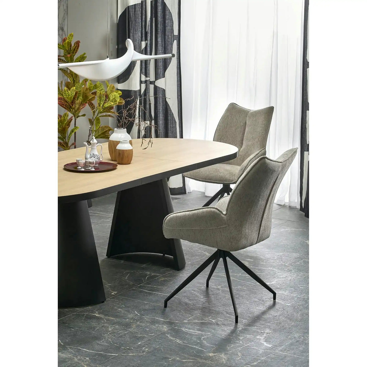 Masa extensibila GIACOMO, stejar/negru, 180/240x100x76 cm