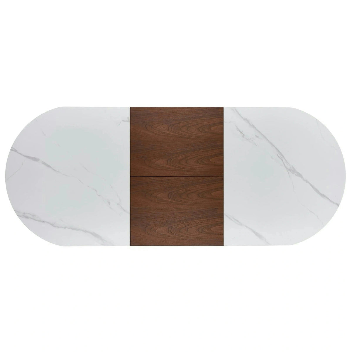 Masa extensibila GIBSON, alb/nuc/auriu, piatra sinterizata, 160/220x90x76 cm