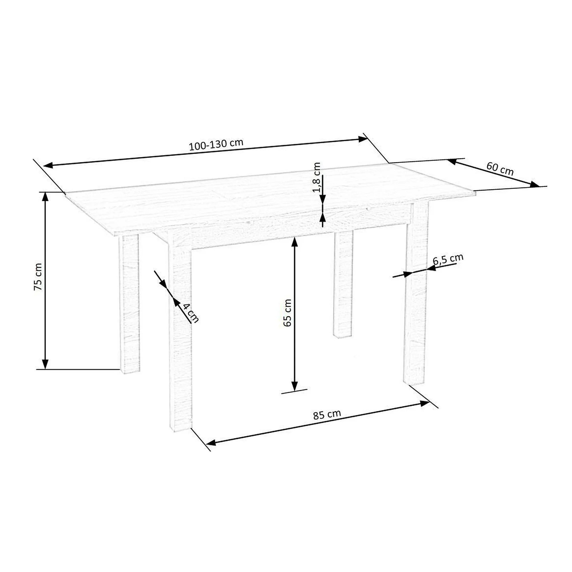 Masa extensibila GINO, alb, PAL furniruit, 100/138x60x75 cm
