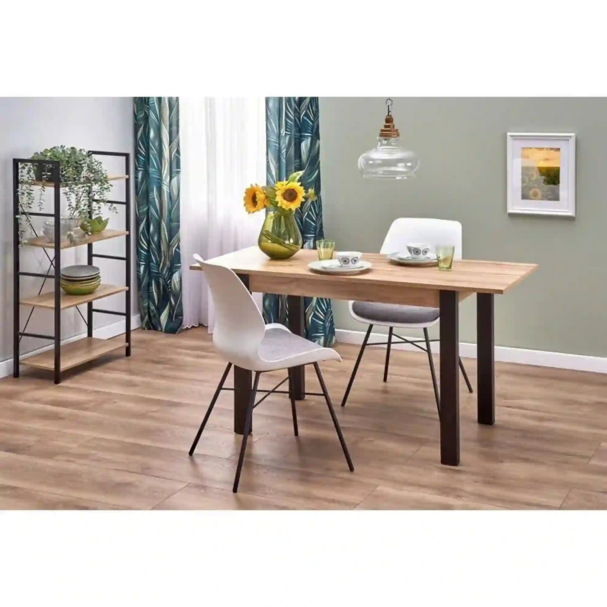 Masa extensibila GINO, stejar/negru, PAL furniruit, 100/138x60x75 cm