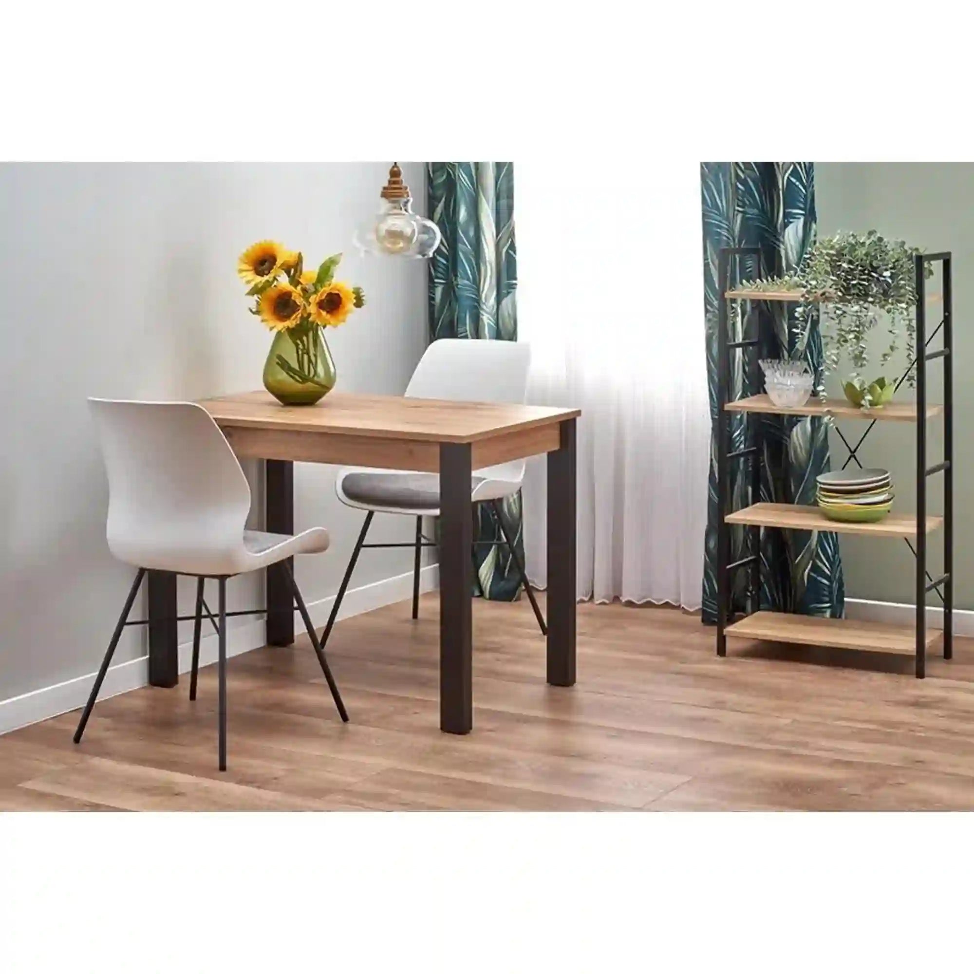 Masa extensibila GINO, stejar/negru, PAL furniruit, 100/138x60x75 cm