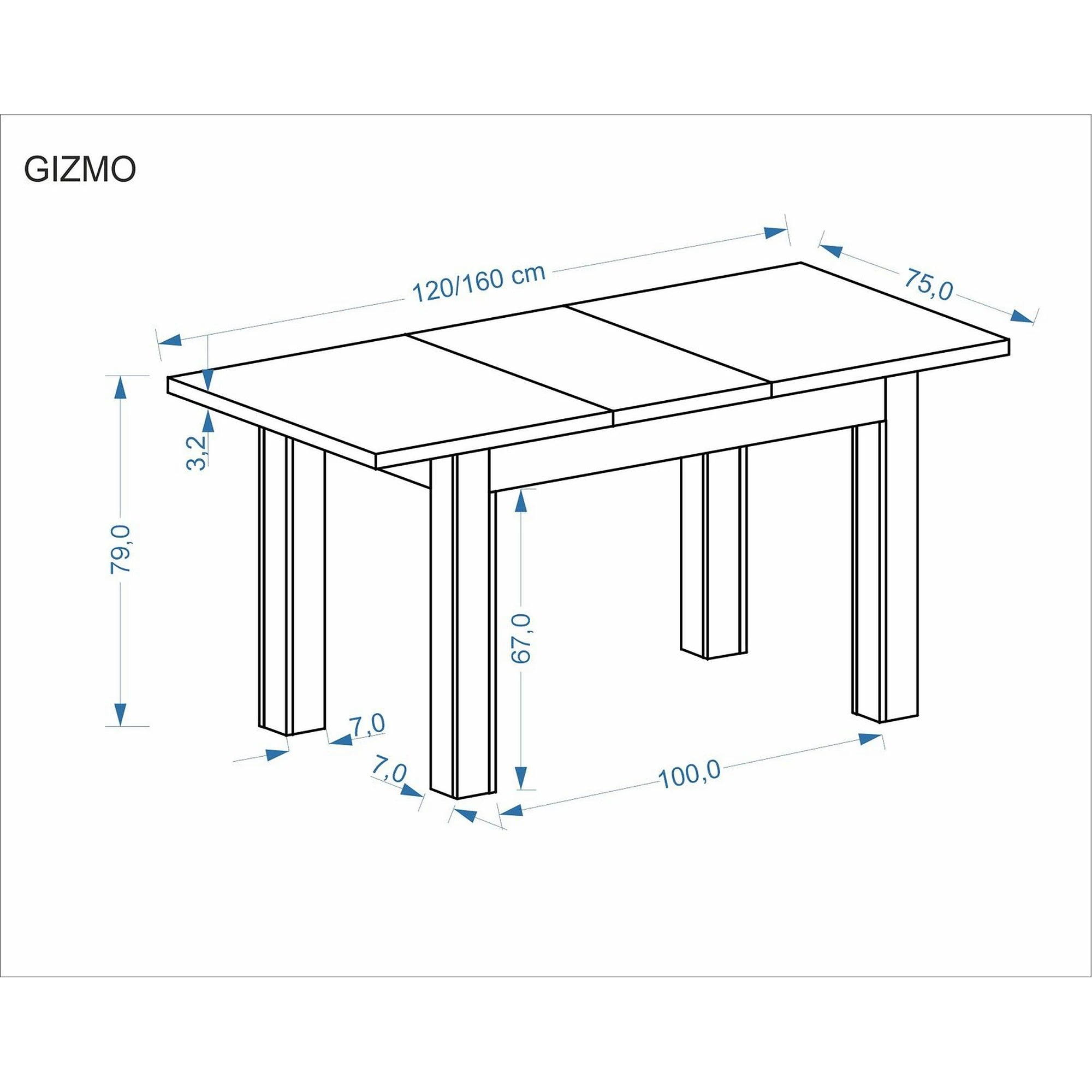 Masa extensibila GIZMO, casmir, PAL laminat, 120/160x75x79 cm