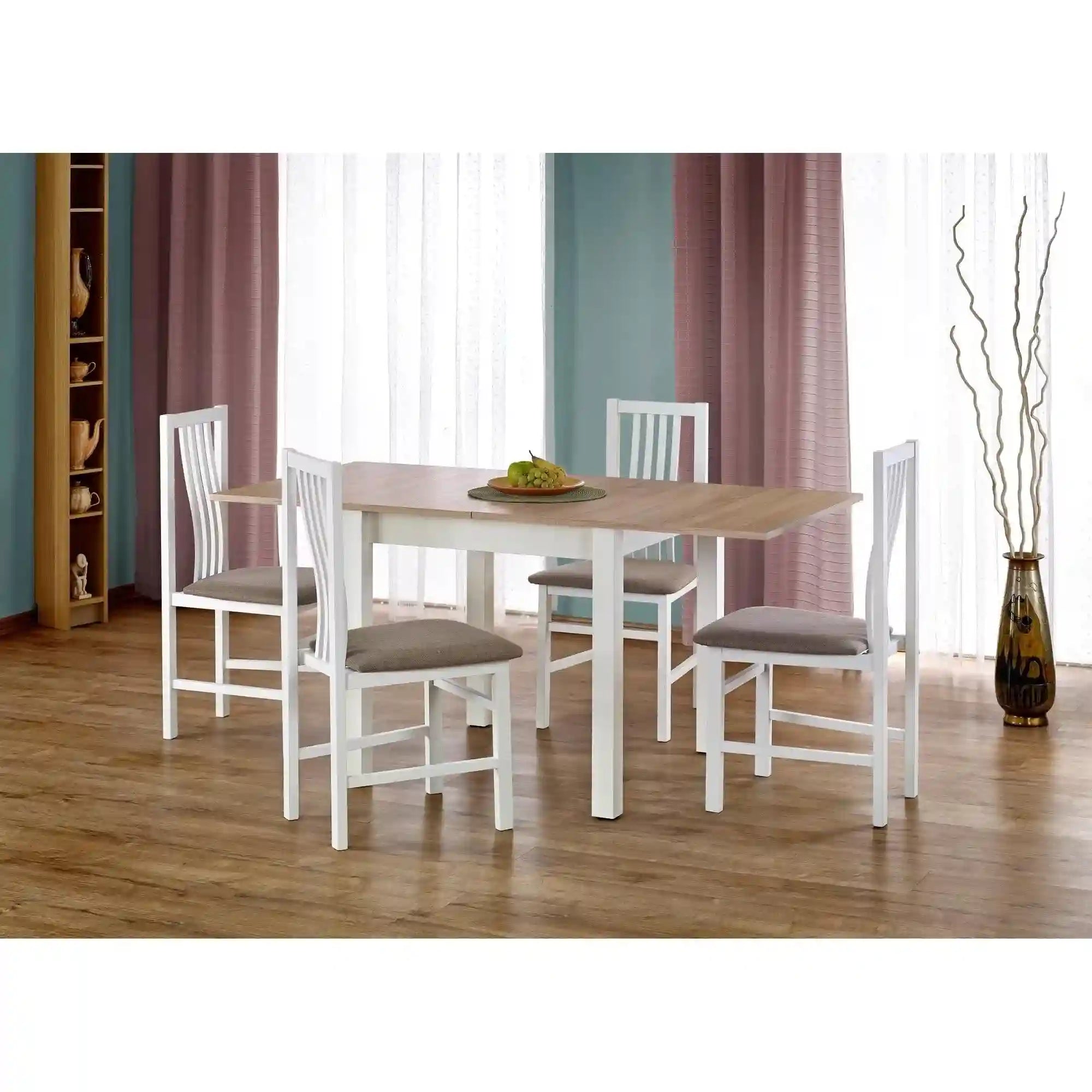 Masa extensibila GRACJAN, stejar sonoma/alb, PAL, 80/160x80x76 cm