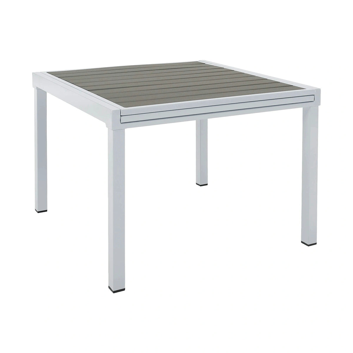 Masa extensibila gradina DORIO, alb/gri, otel/lemn, 100/200x100x75 cm