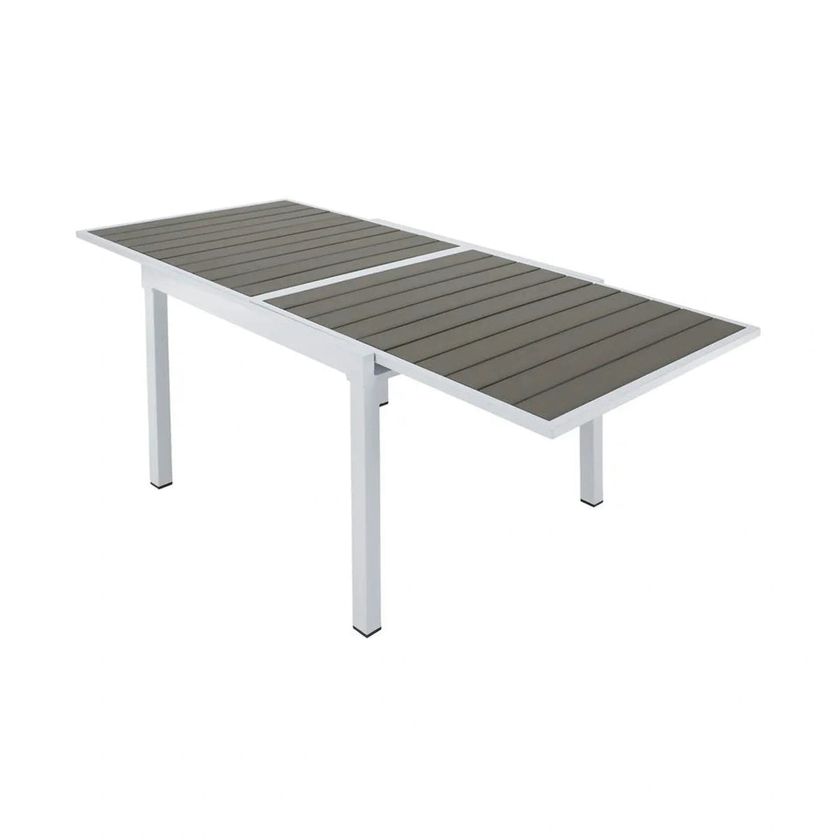 Masa extensibila gradina DORIO, alb/gri, otel/lemn, 100/200x100x75 cm