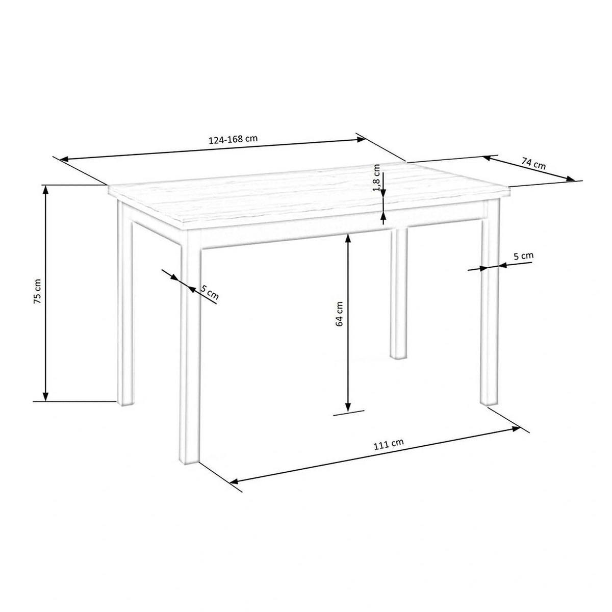 Masa extensibila GREG, stejar/negru, PAL, 124/168x74x75 cm